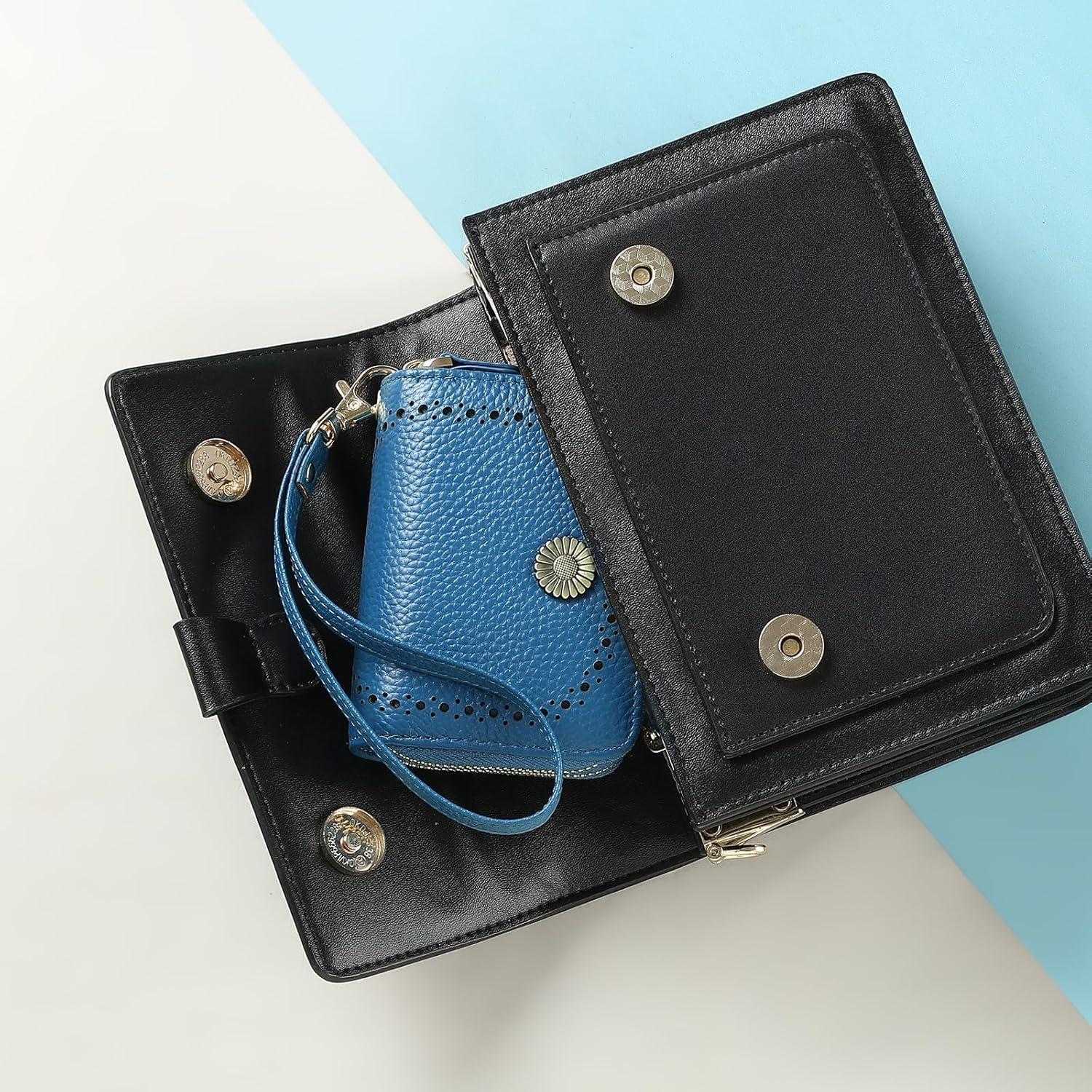 Cartera Portatarjetas RFID GOIACII de Cuero para Mujeres Azul