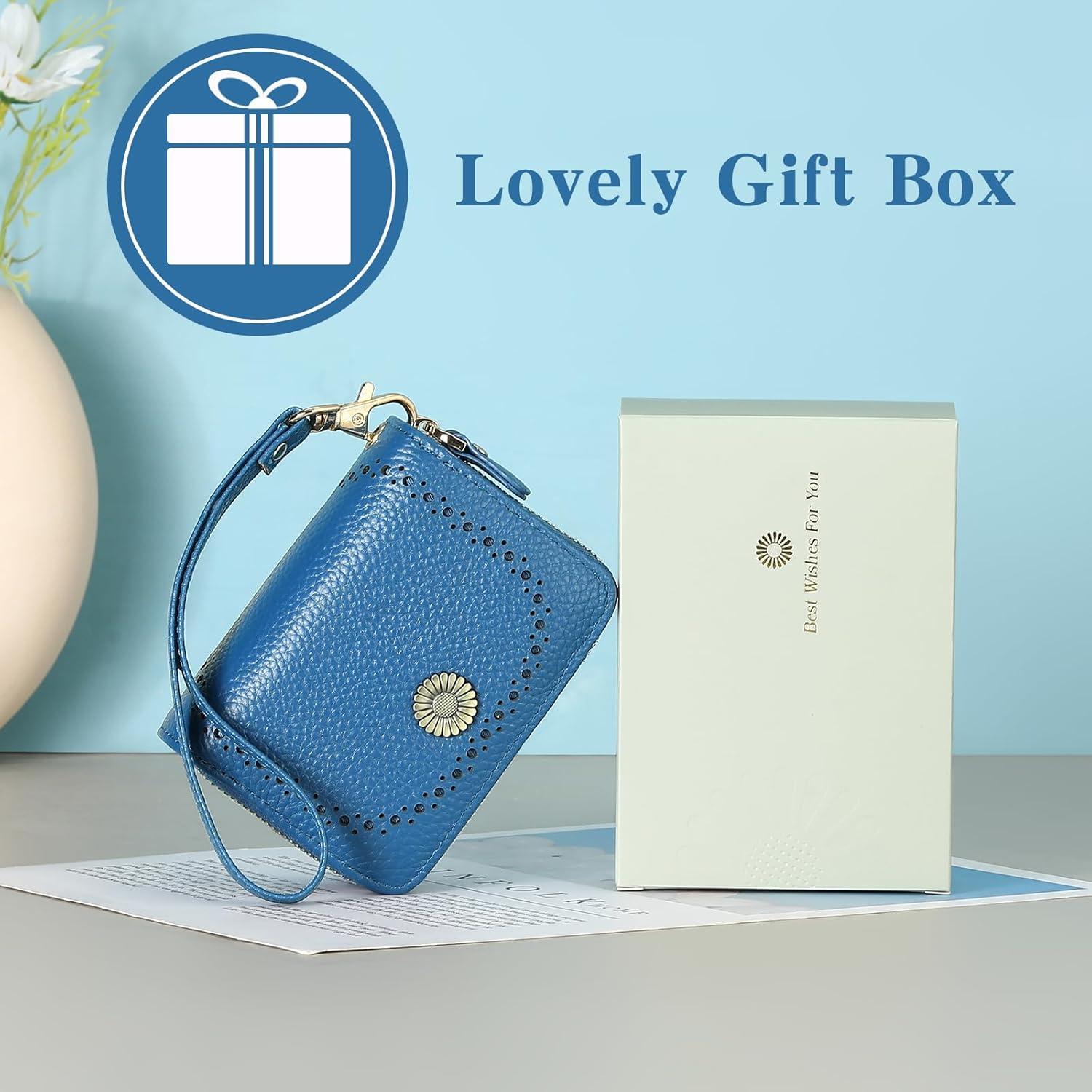 Cartera Portatarjetas RFID GOIACII de Cuero para Mujeres Azul