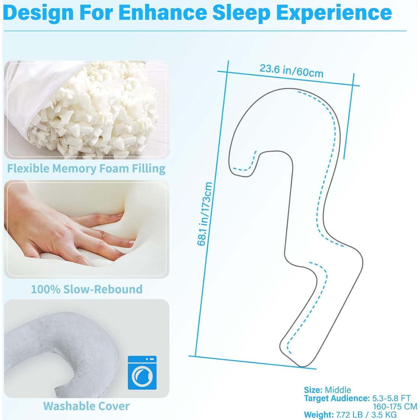 Almohada Corporal EKEPE 172 cm Espuma con Memoria Gris