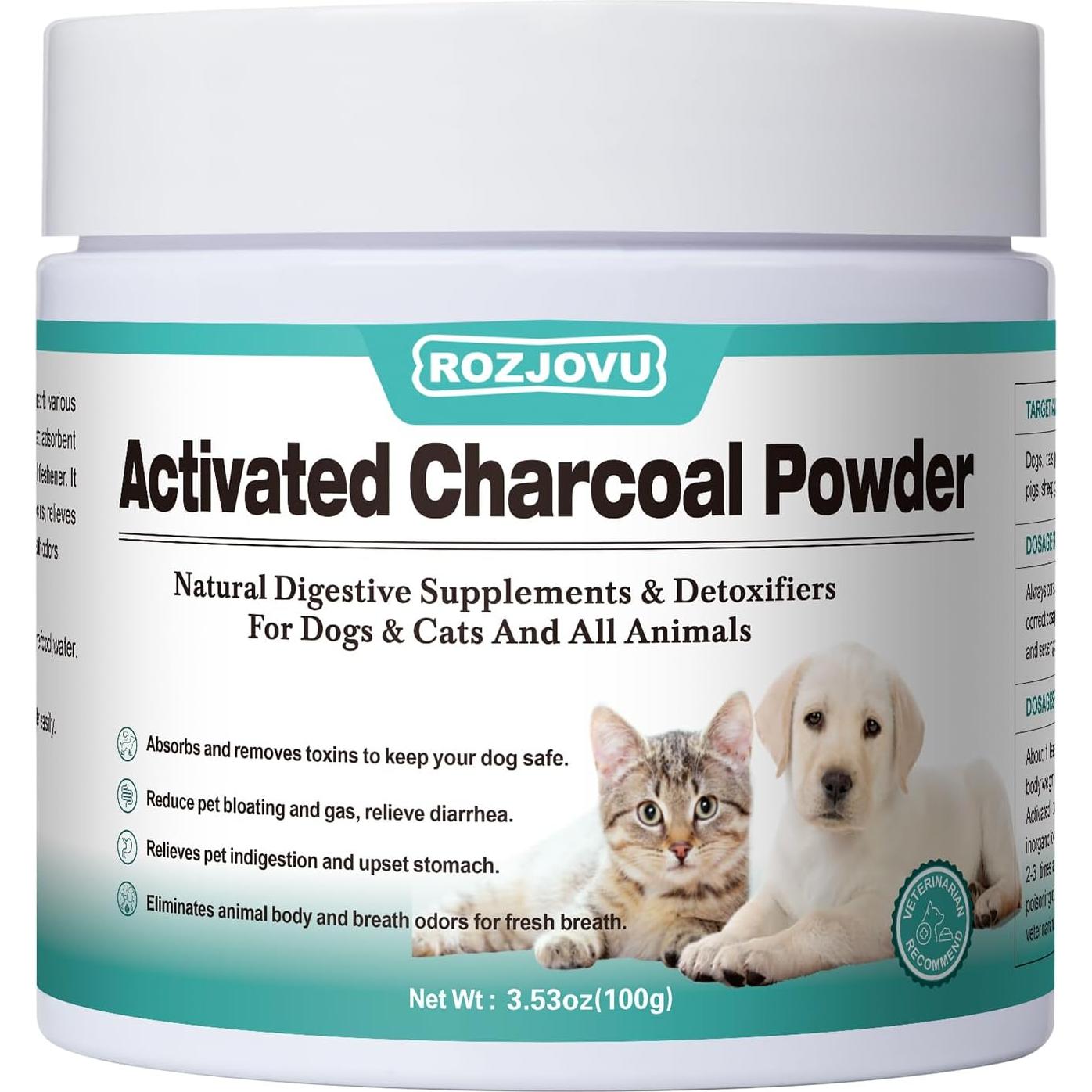 Carbón Activado para Mascotas ROZJOVU 100g - Salud Digestiva