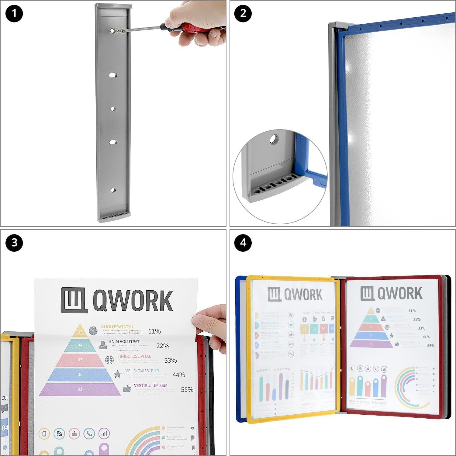 Sistema de Exhibición QWORK 5 Paneles Multicolor 21.6x27.9 cm