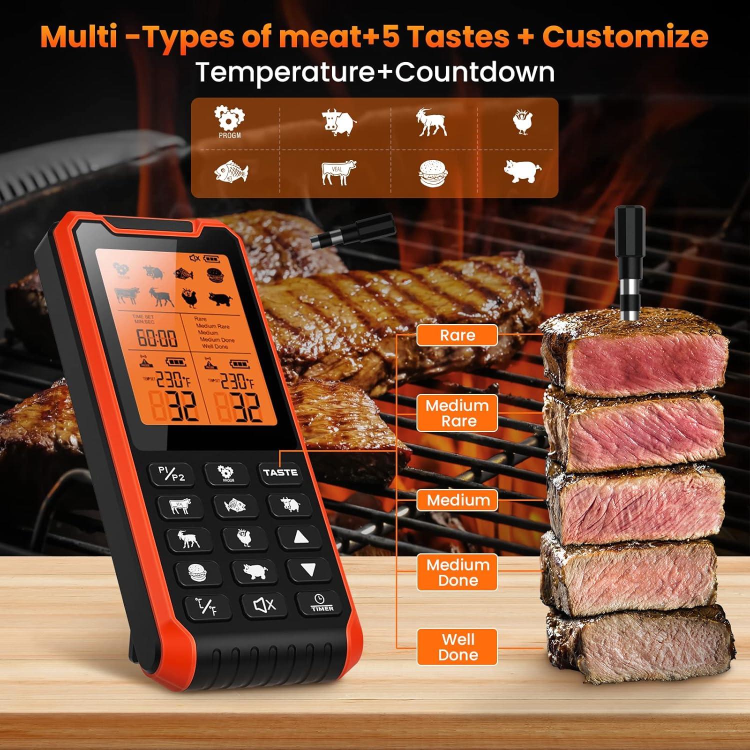 Termómetro de Carne Inalámbrico Kiydom 2 Sondas Recargable