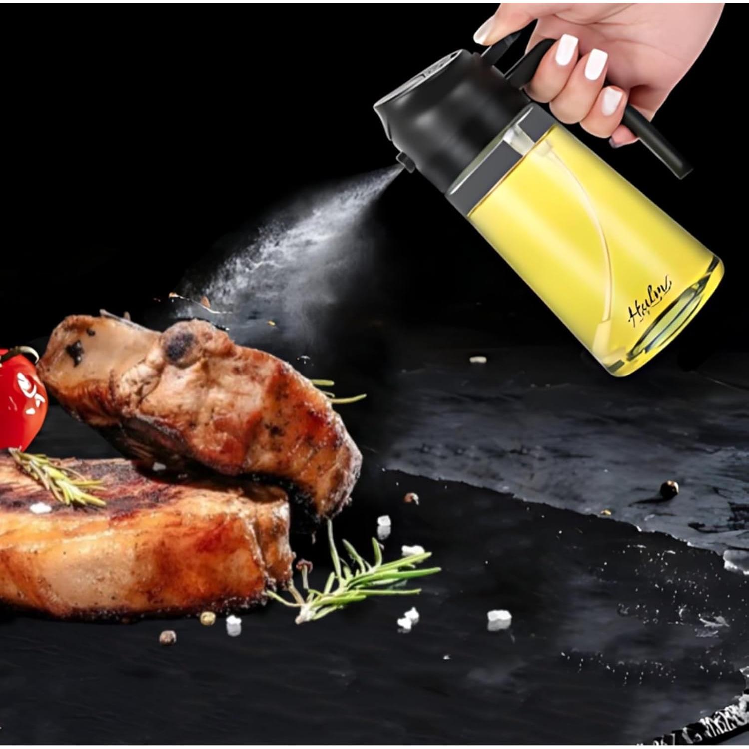 Rociador de Aceite 2 en 1 Hulms 470ml Recargable Negro