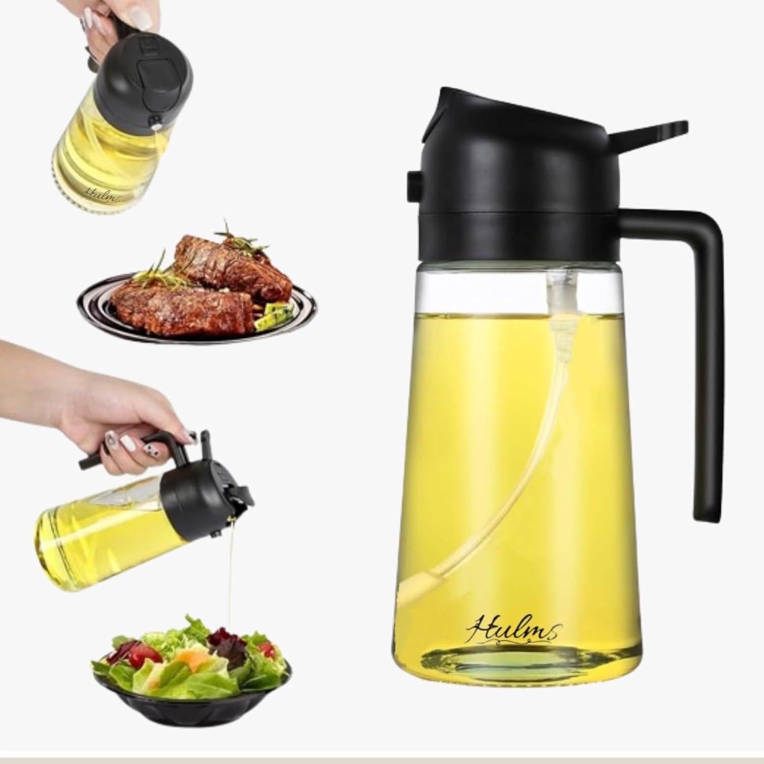 Rociador de Aceite 2 en 1 Hulms 470ml Recargable Negro