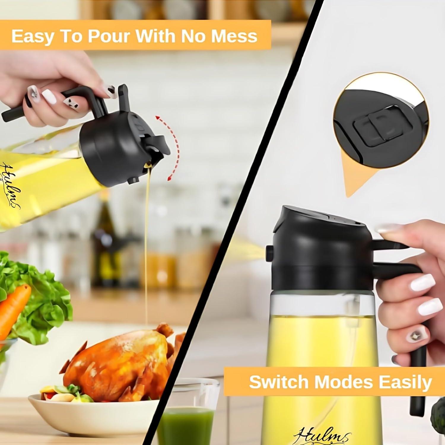 Rociador de Aceite 2 en 1 Hulms 470ml Recargable Negro