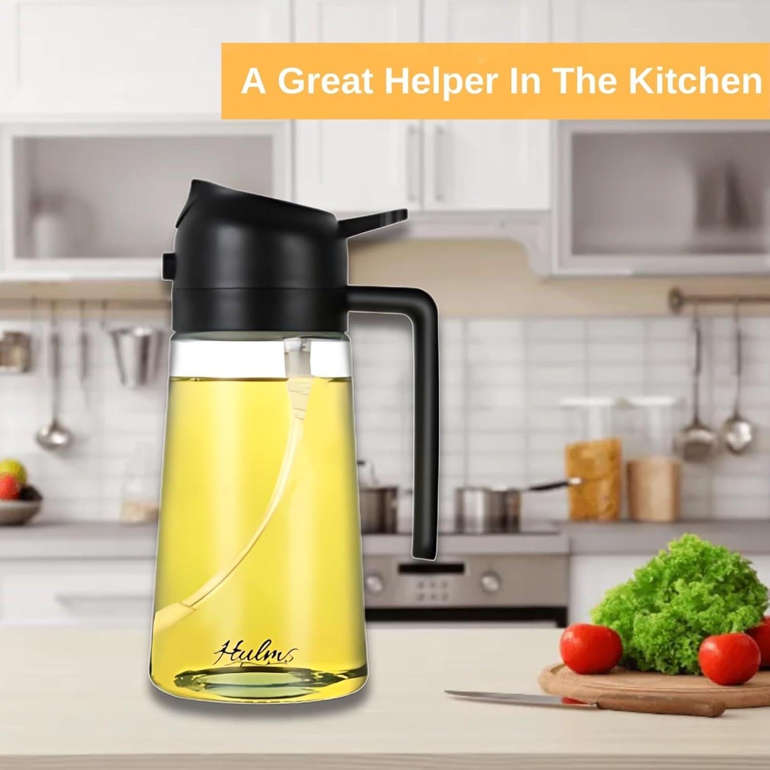 Rociador de Aceite 2 en 1 Hulms 470ml Recargable Negro