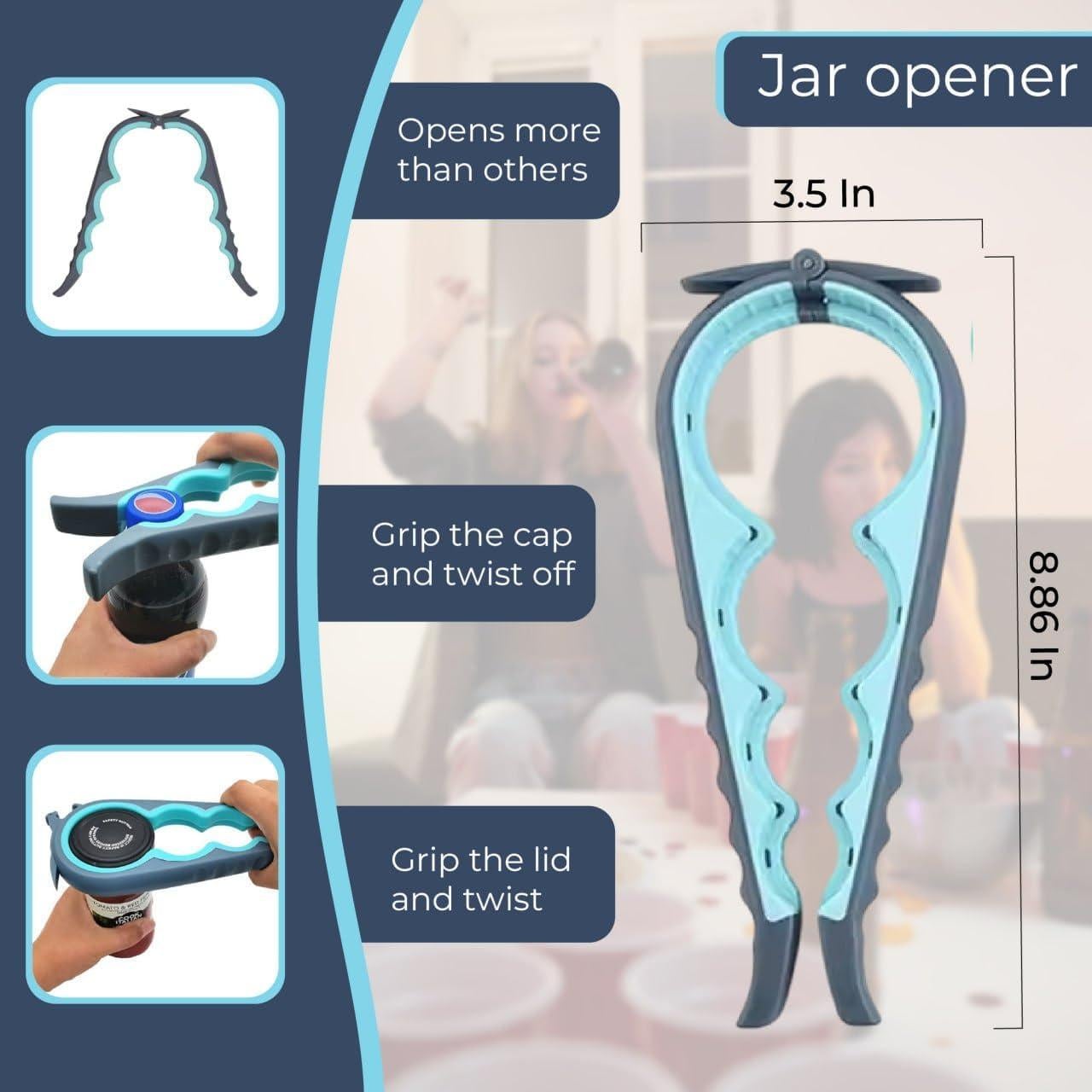 Juego de Abre Frascos 5 Piezas LAGONOVA - Sacacorchos y Almohadillas