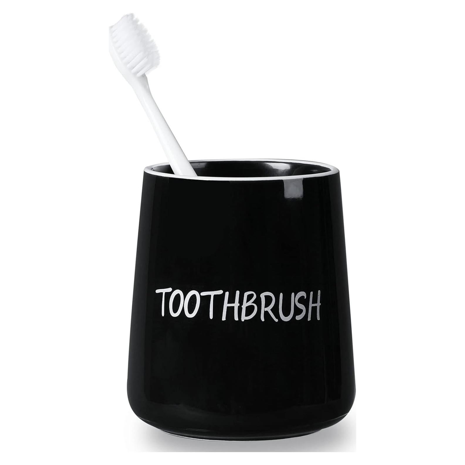 Soporte para Cepillos de Dientes LEETOYI Cerámica Negro 8.9x10.2 cm