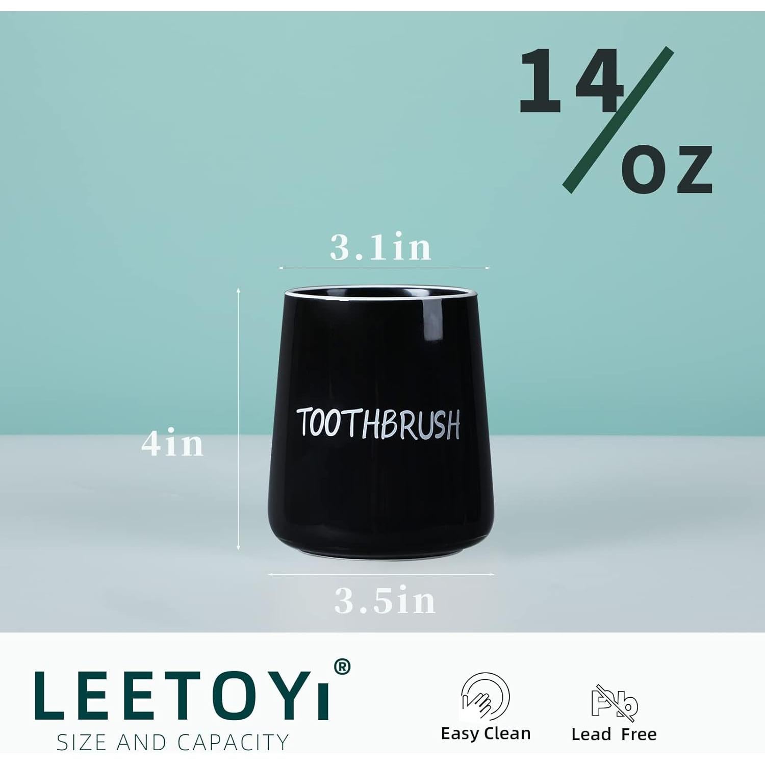 Soporte para Cepillos de Dientes LEETOYI Cerámica Negro 8.9x10.2 cm