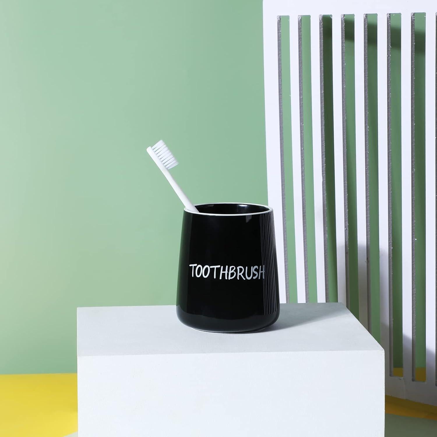 Soporte para Cepillos de Dientes LEETOYI Cerámica Negro 8.9x10.2 cm