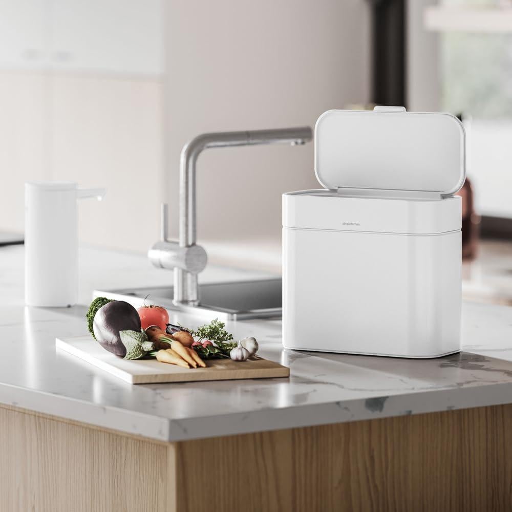 Caddy de Compost Simplehuman 4L Blanco Acero Inoxidable