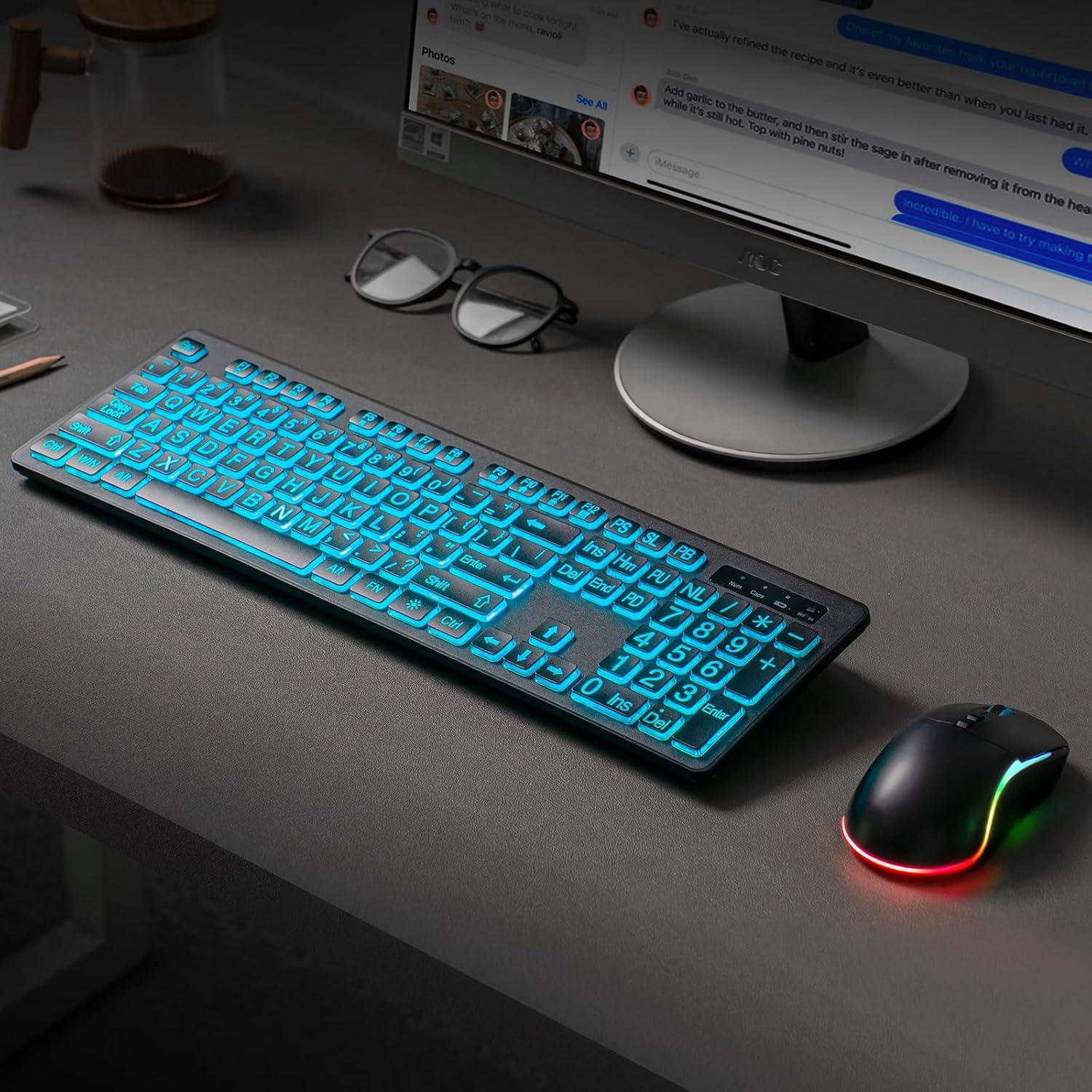 Combo Teclado y Ratón Inalámbrico Luzarriba Retroiluminado