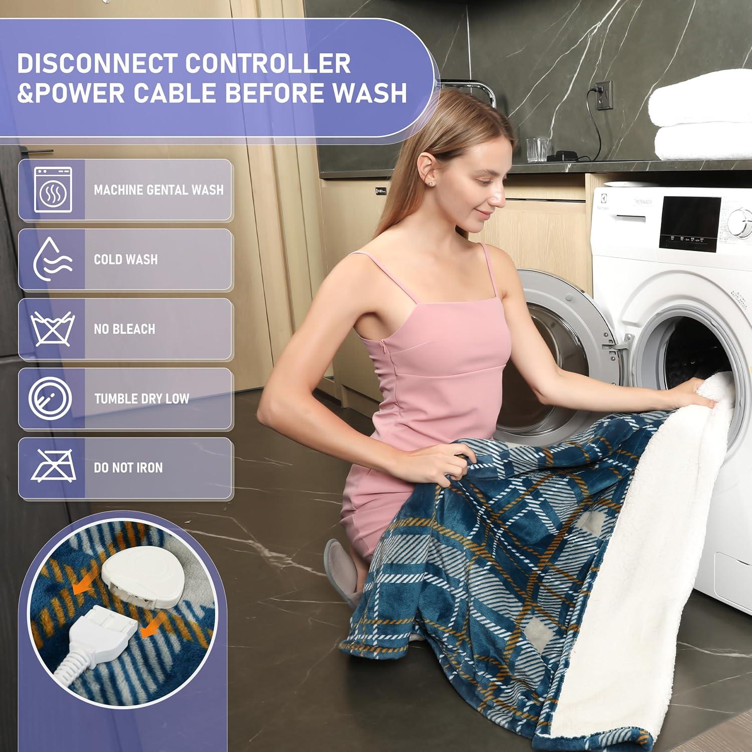 Manta eléctrica calefaccionada DANENOSA 127x152cm azul suave