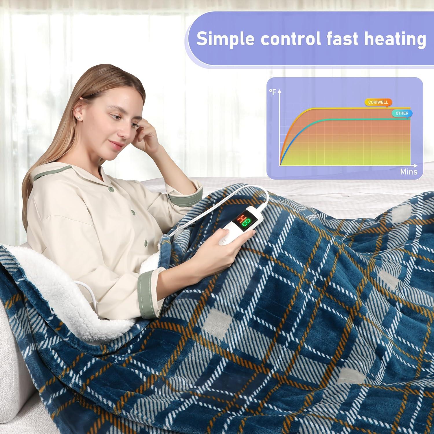 Manta eléctrica calefaccionada DANENOSA 127x152cm azul suave