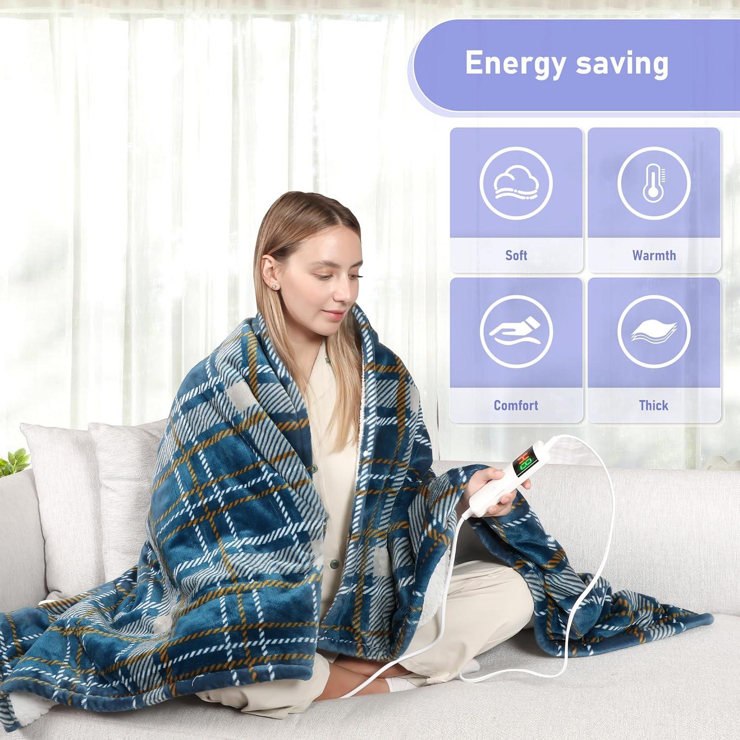 Manta eléctrica calefaccionada DANENOSA 127x152cm azul suave