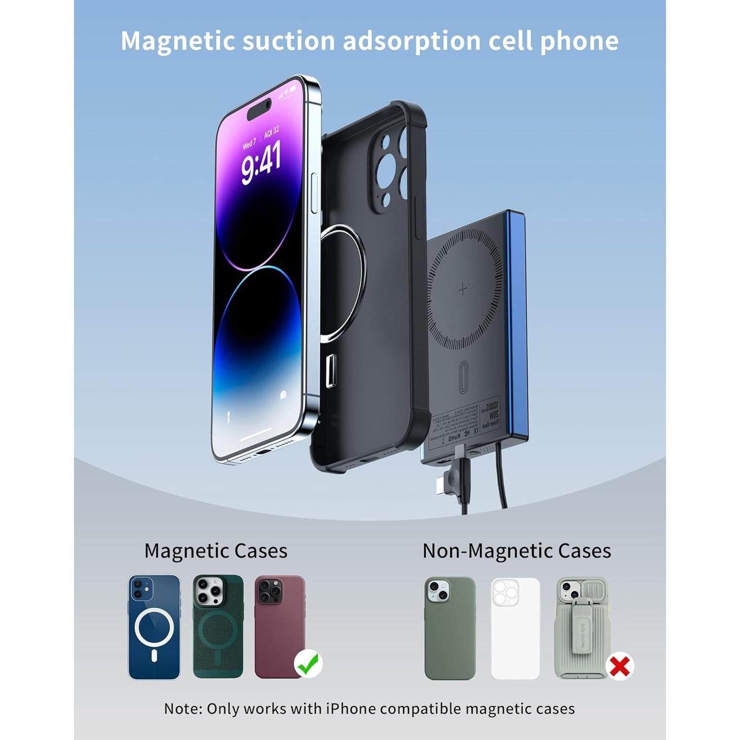 Cargador Portátil Magnético ZBF 10000mAh Carga Rápida 20W