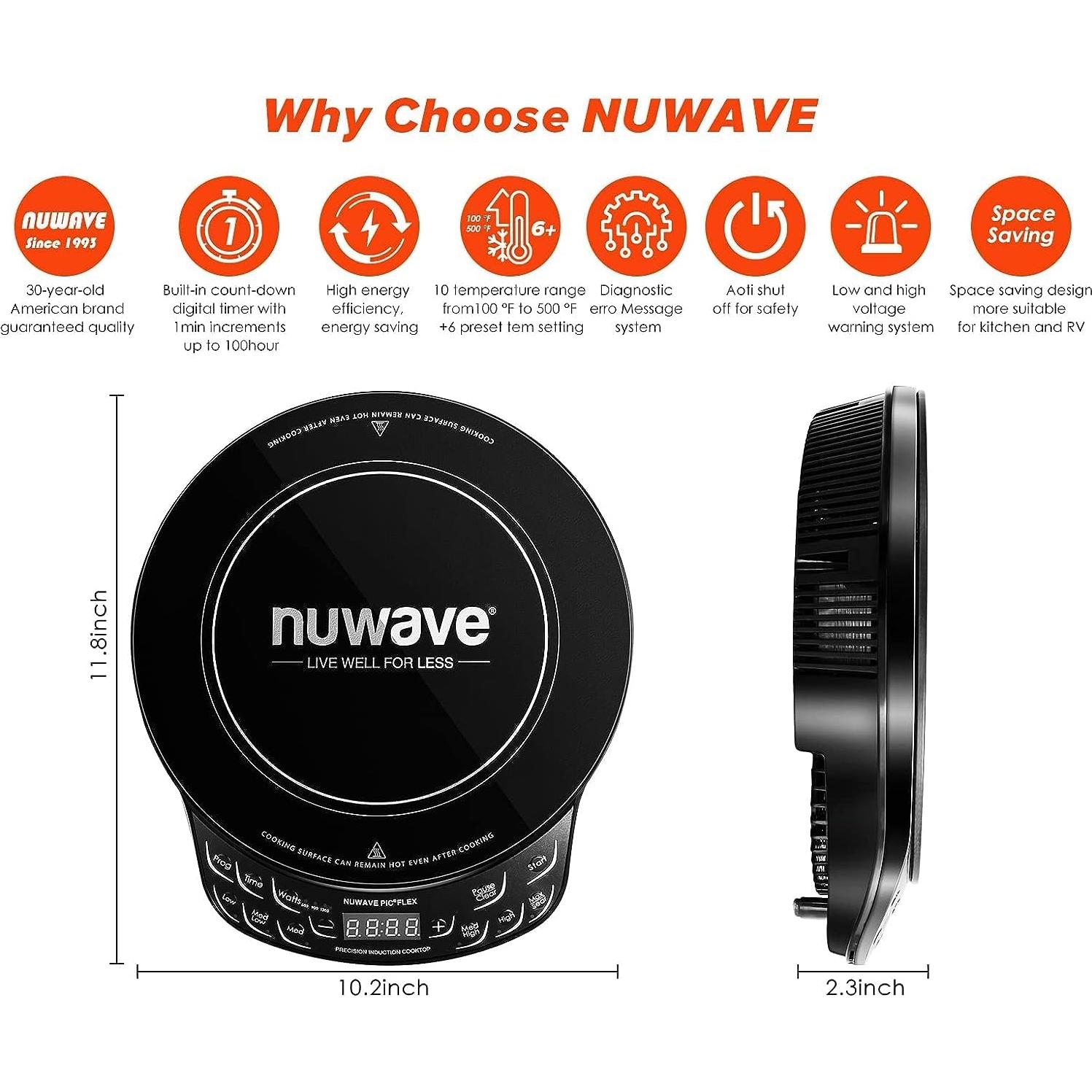 Nuwave Estufa de Inducción PIC 1300W Vidrio Cerámico 26cm