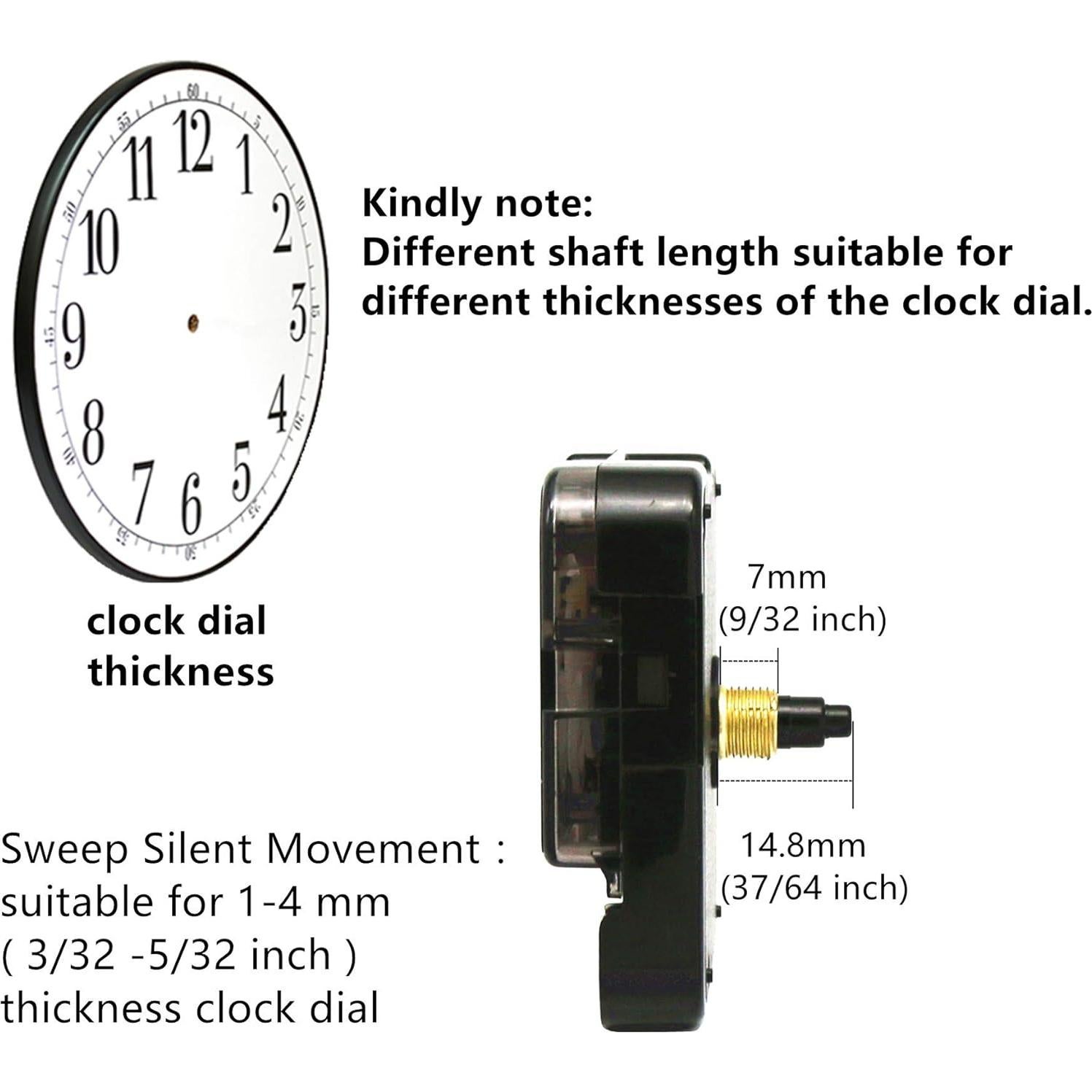 Mecanismo de Reloj Silencioso TIKROUND 12888 con Manecillas