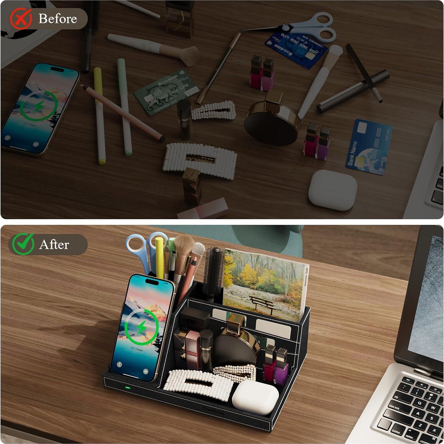 Organizador de Carga Inalámbrica TopMade para Escritorio Negro