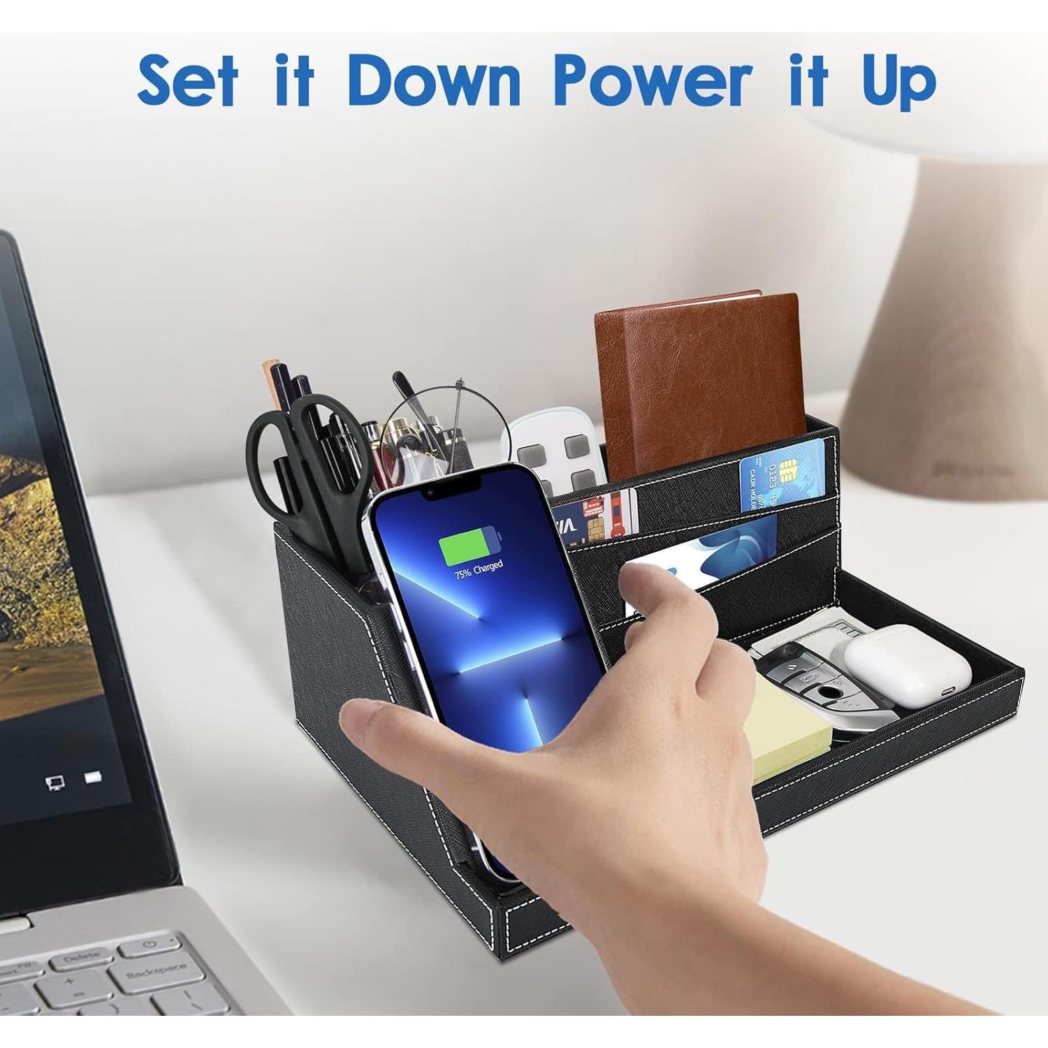 Organizador de Carga Inalámbrica TopMade para Escritorio Negro