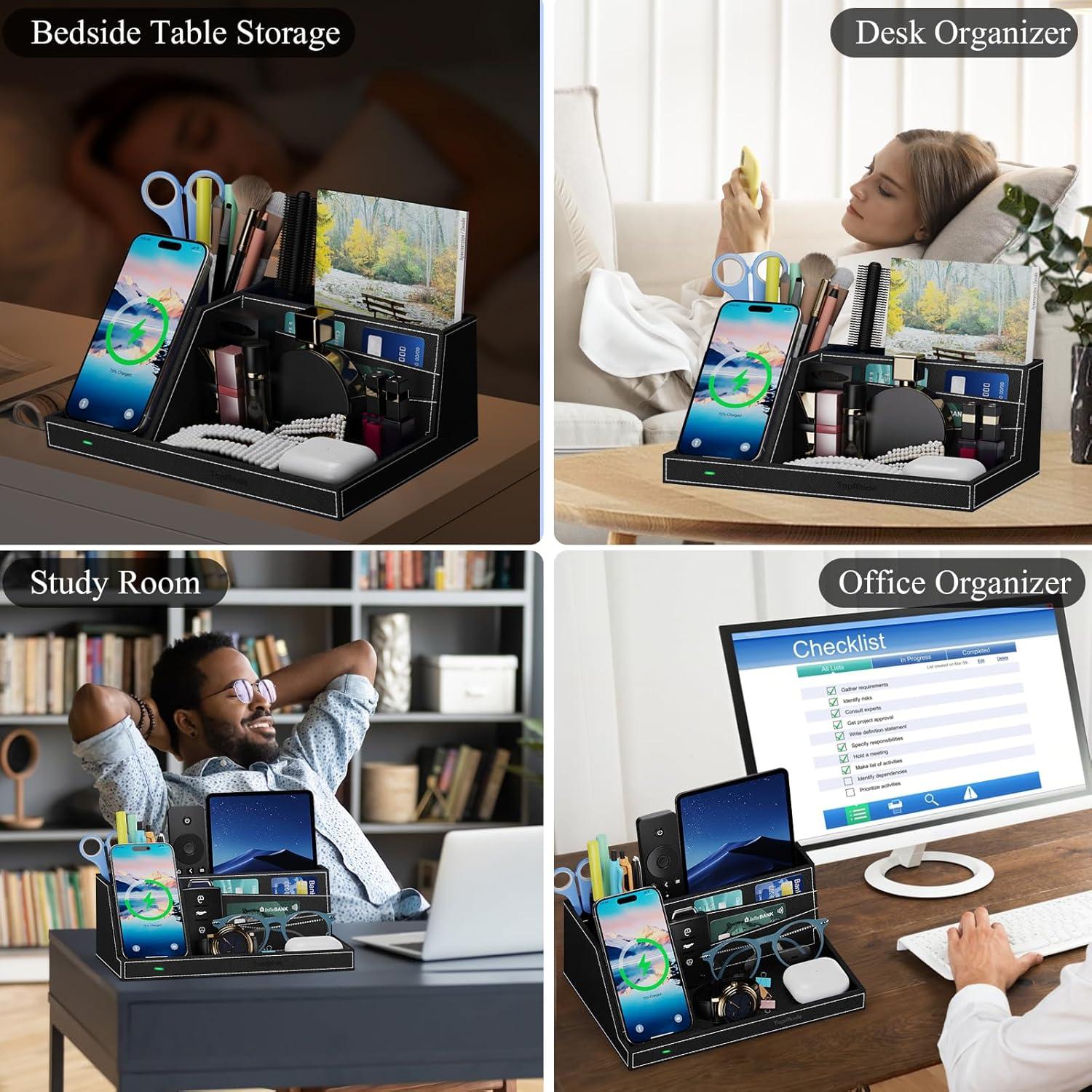 Organizador de Carga Inalámbrica TopMade para Escritorio Negro