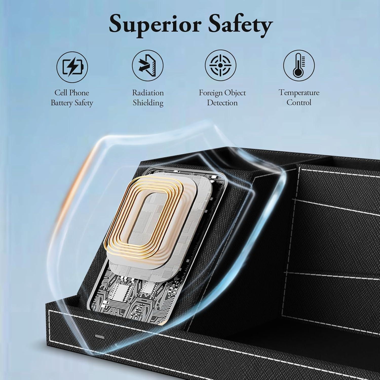 Organizador de Carga Inalámbrica TopMade para Escritorio Negro