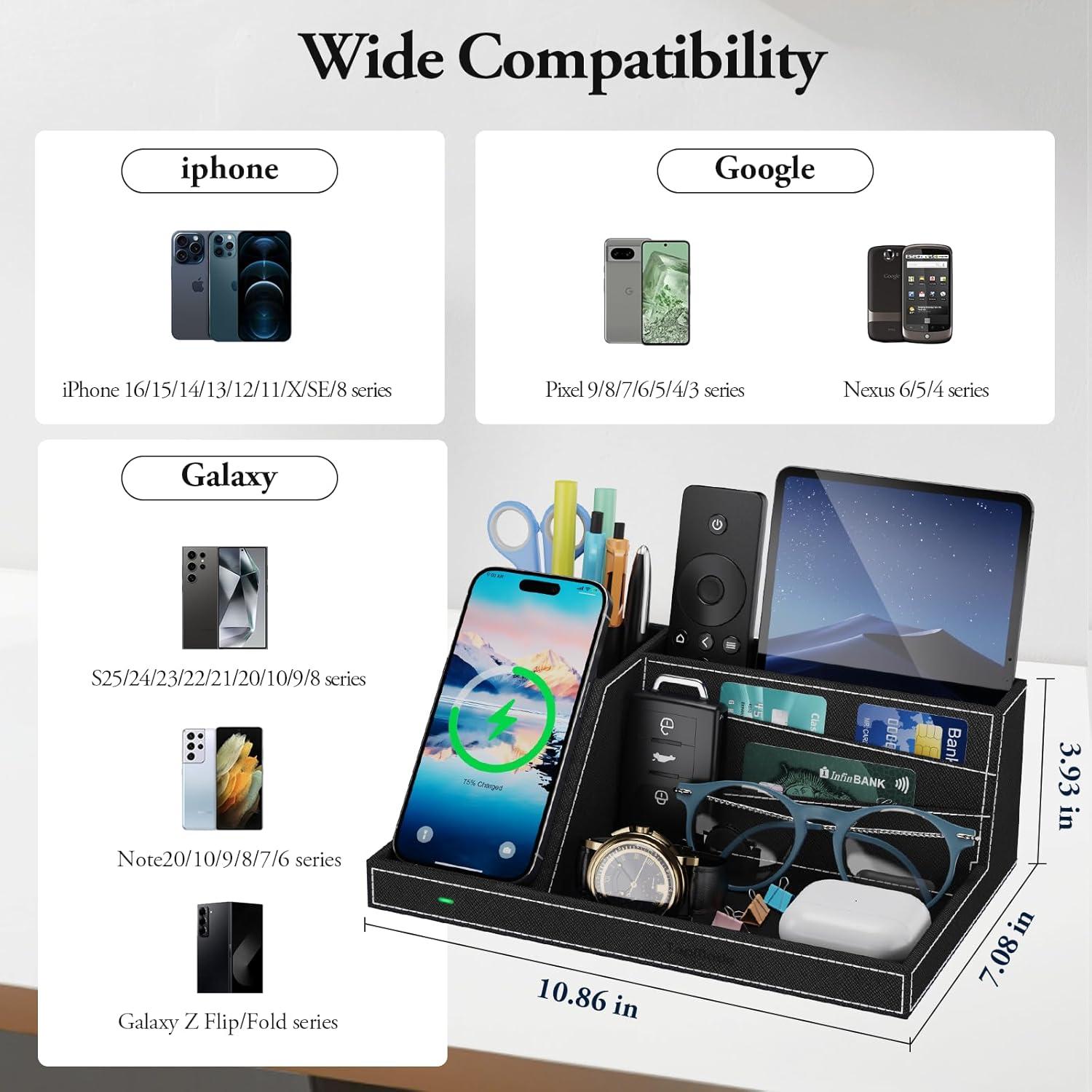 Organizador de Carga Inalámbrica TopMade para Escritorio Negro