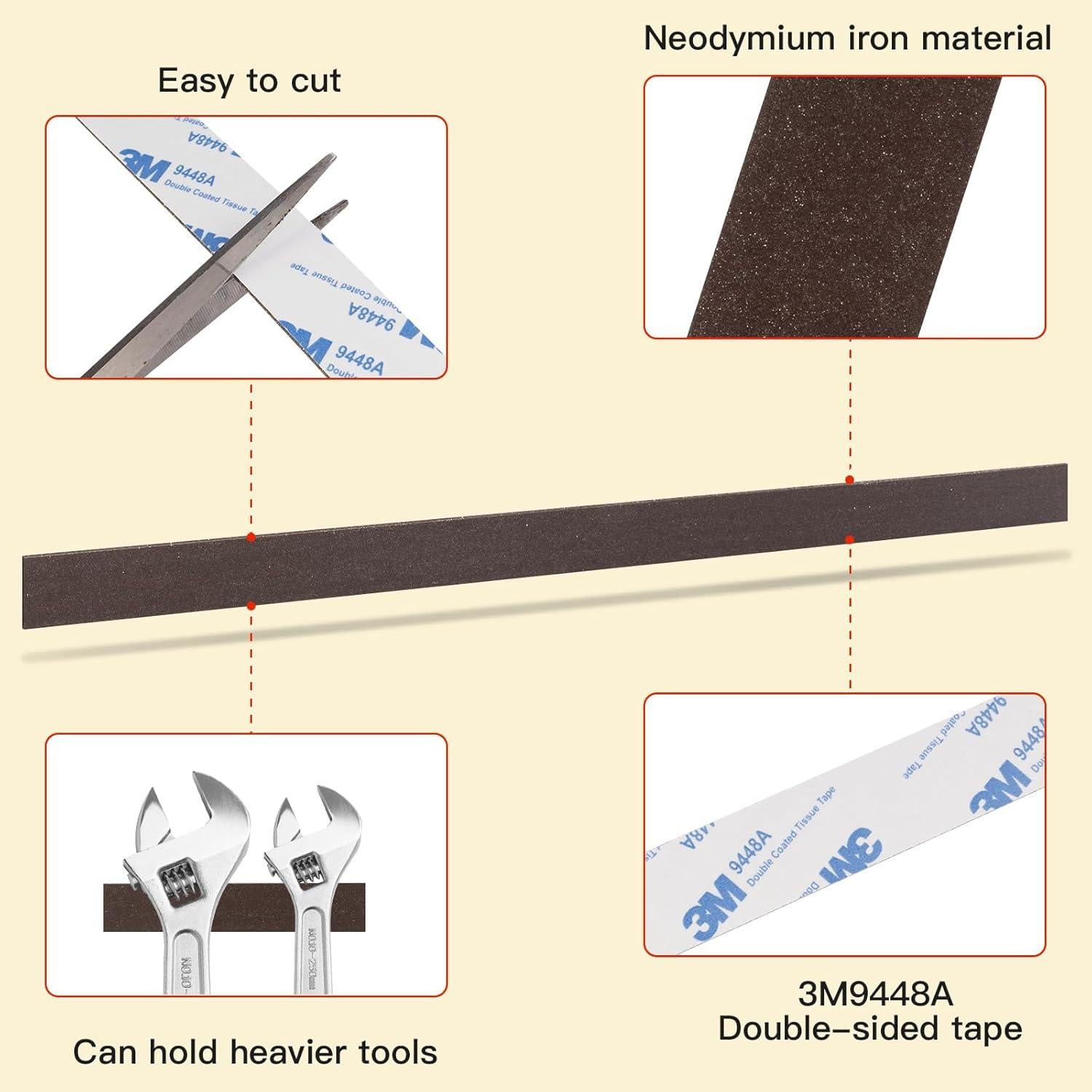 Cinta Magnética Flexible Neodimio CHUNNIAO 30.48x2.03cm 2 Piezas