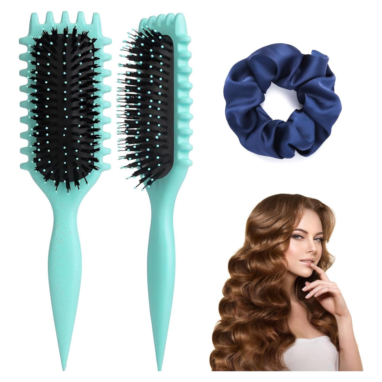 Cepillo Definidor de Rizos PTSHOW Verde 26.67cm para Cabello Rizado