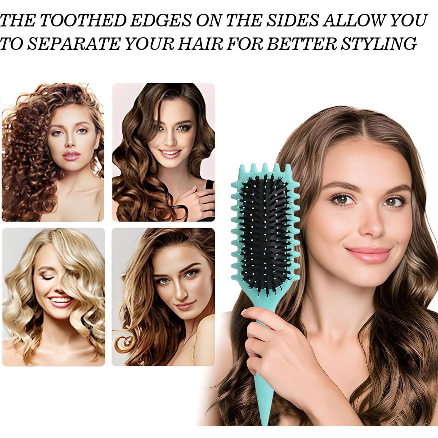 Cepillo Definidor de Rizos PTSHOW Verde 26.67cm para Cabello Rizado