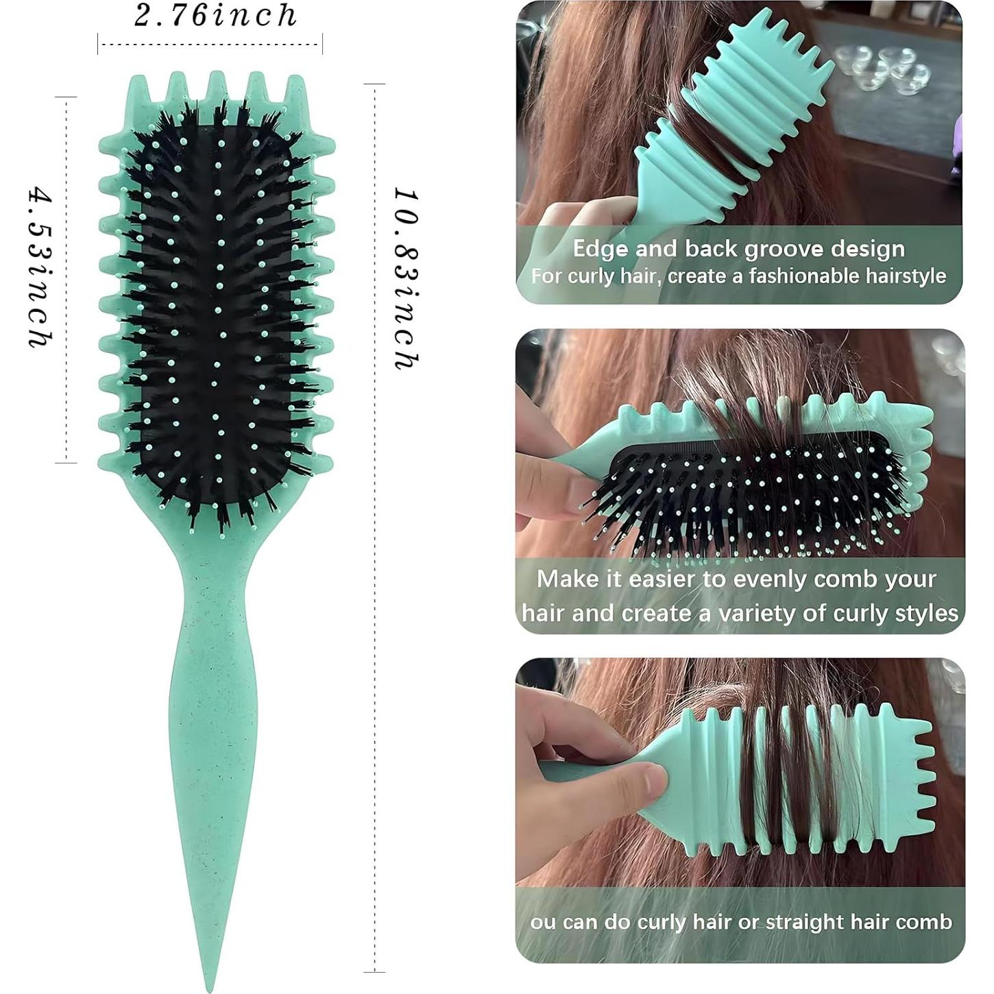 Cepillo Definidor de Rizos PTSHOW Verde 26.67cm para Cabello Rizado