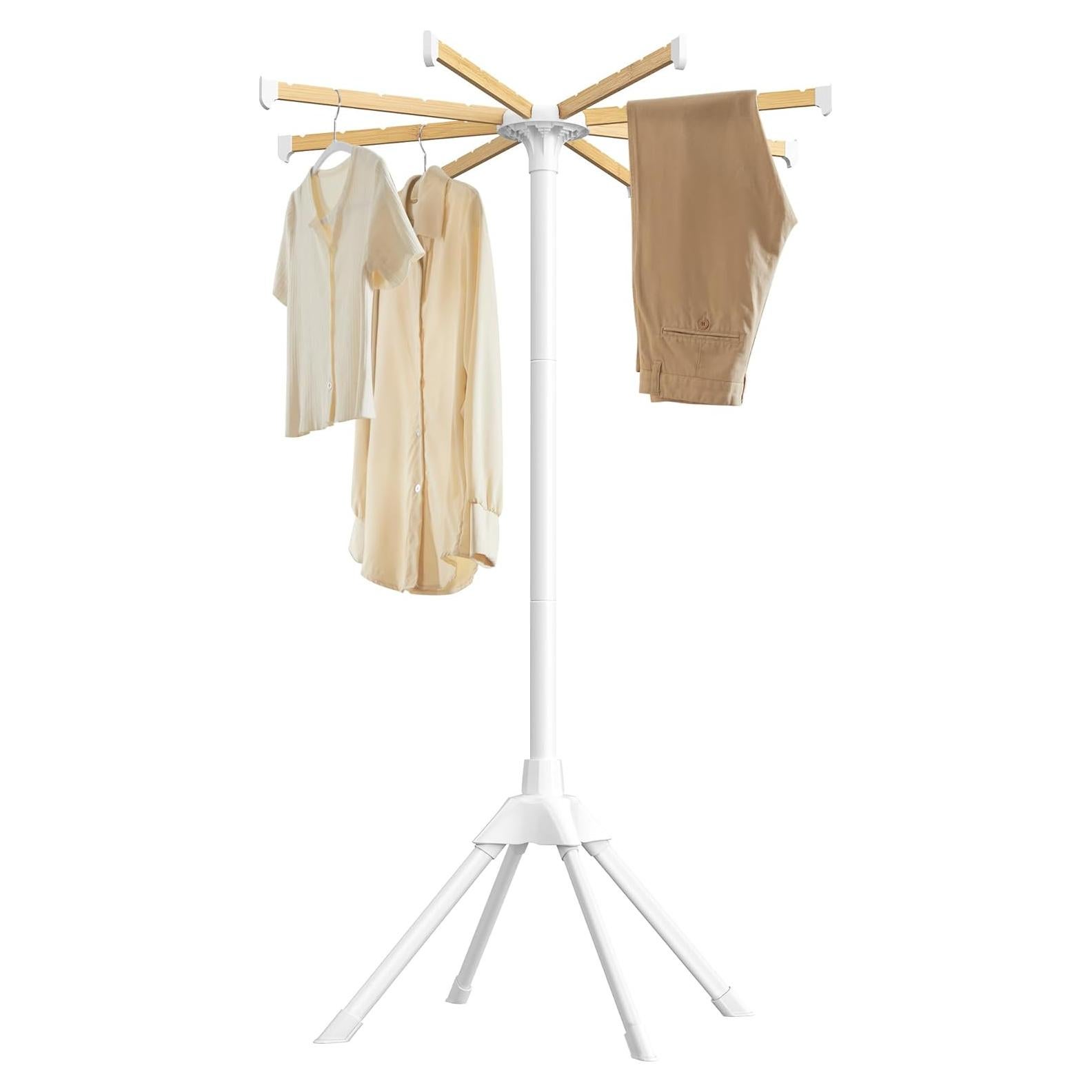 Estante Secar Ropa SONGMICS Plegable Bambú 146 cm Blanco