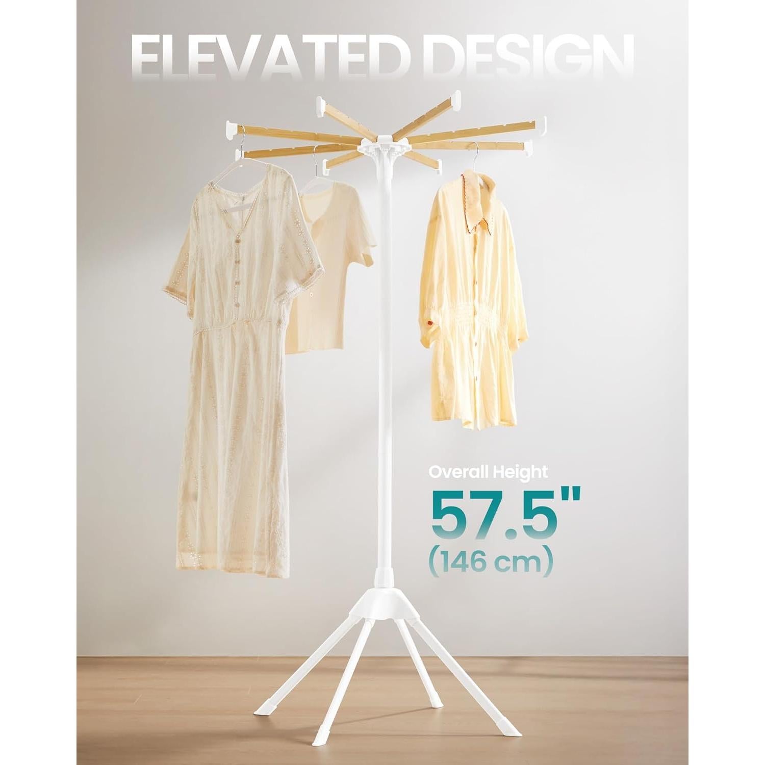 Estante Secar Ropa SONGMICS Plegable Bambú 146 cm Blanco