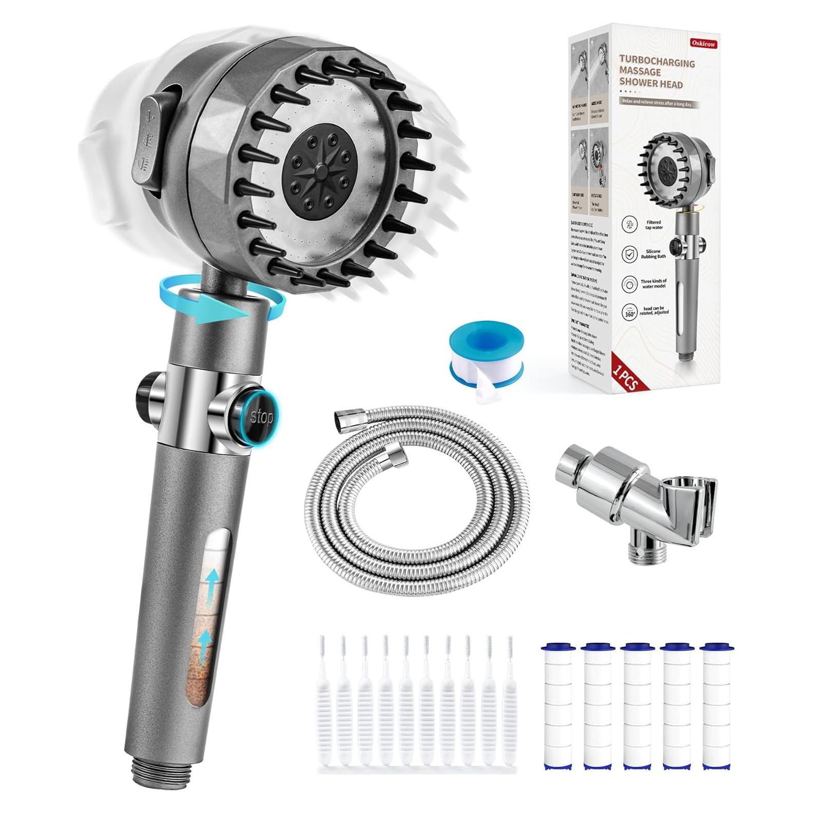 Cabezal de Ducha Filtrado Oskicow con Mango y Alta Presión