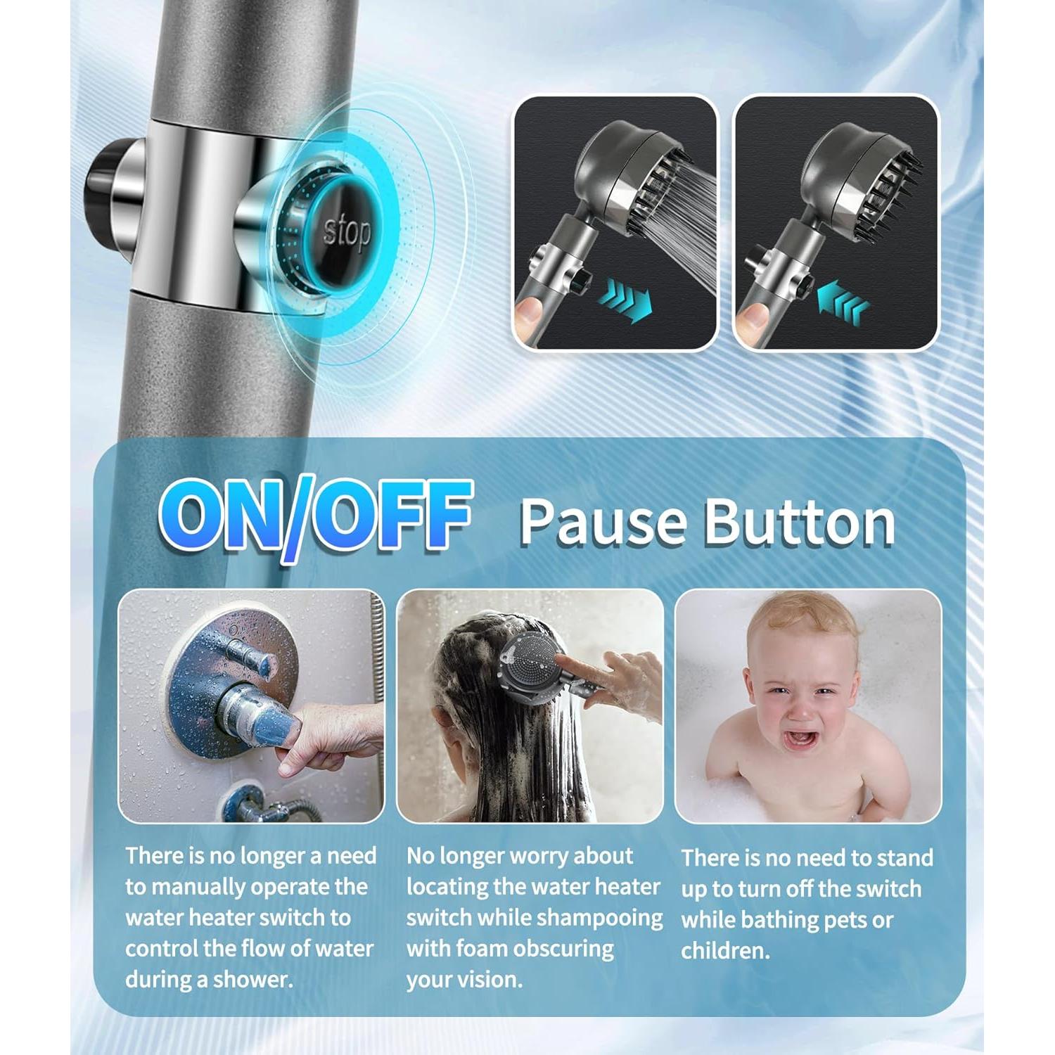 Cabezal de Ducha Filtrado Oskicow con Mango y Alta Presión