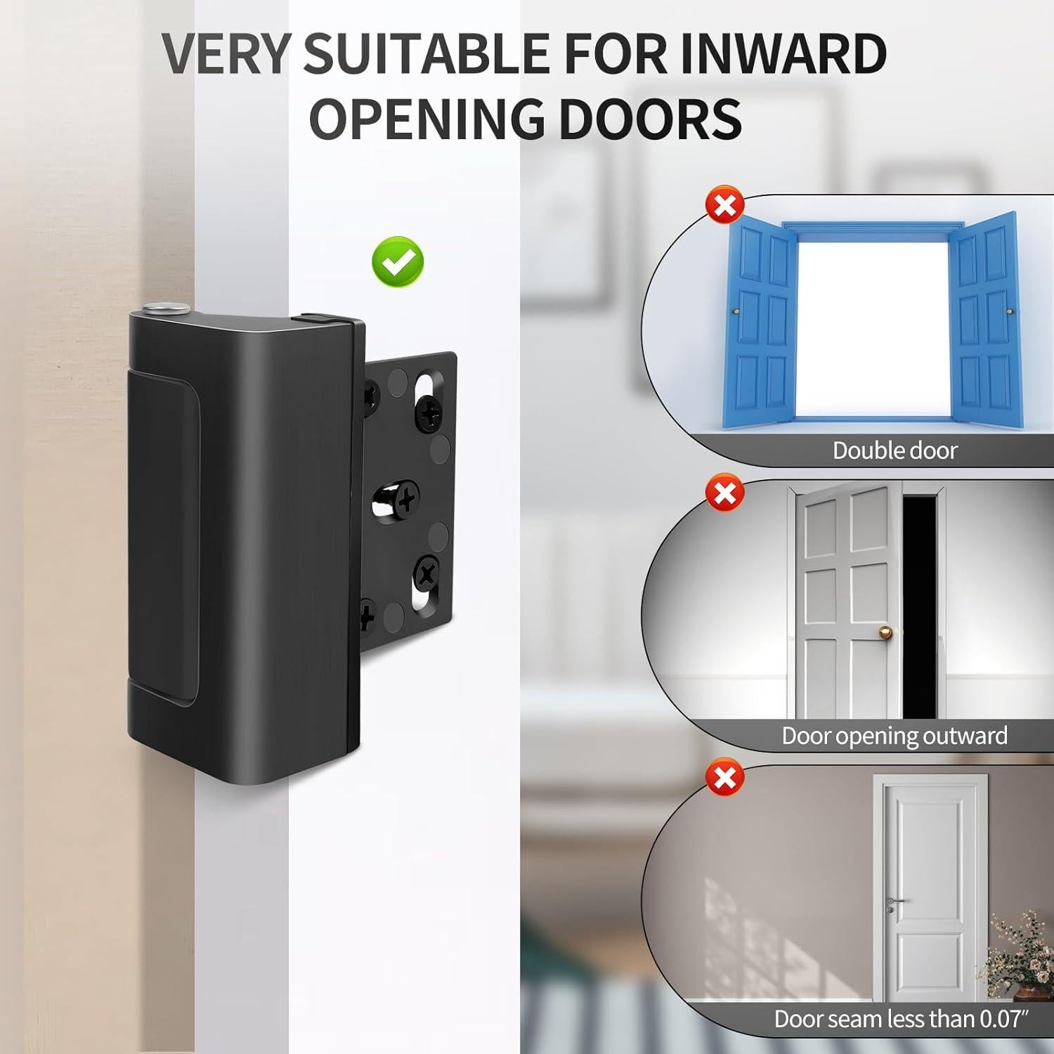 Cerradura de Seguridad QVYQVY para Puerta del Hogar - Refuerzo 7.62 cm