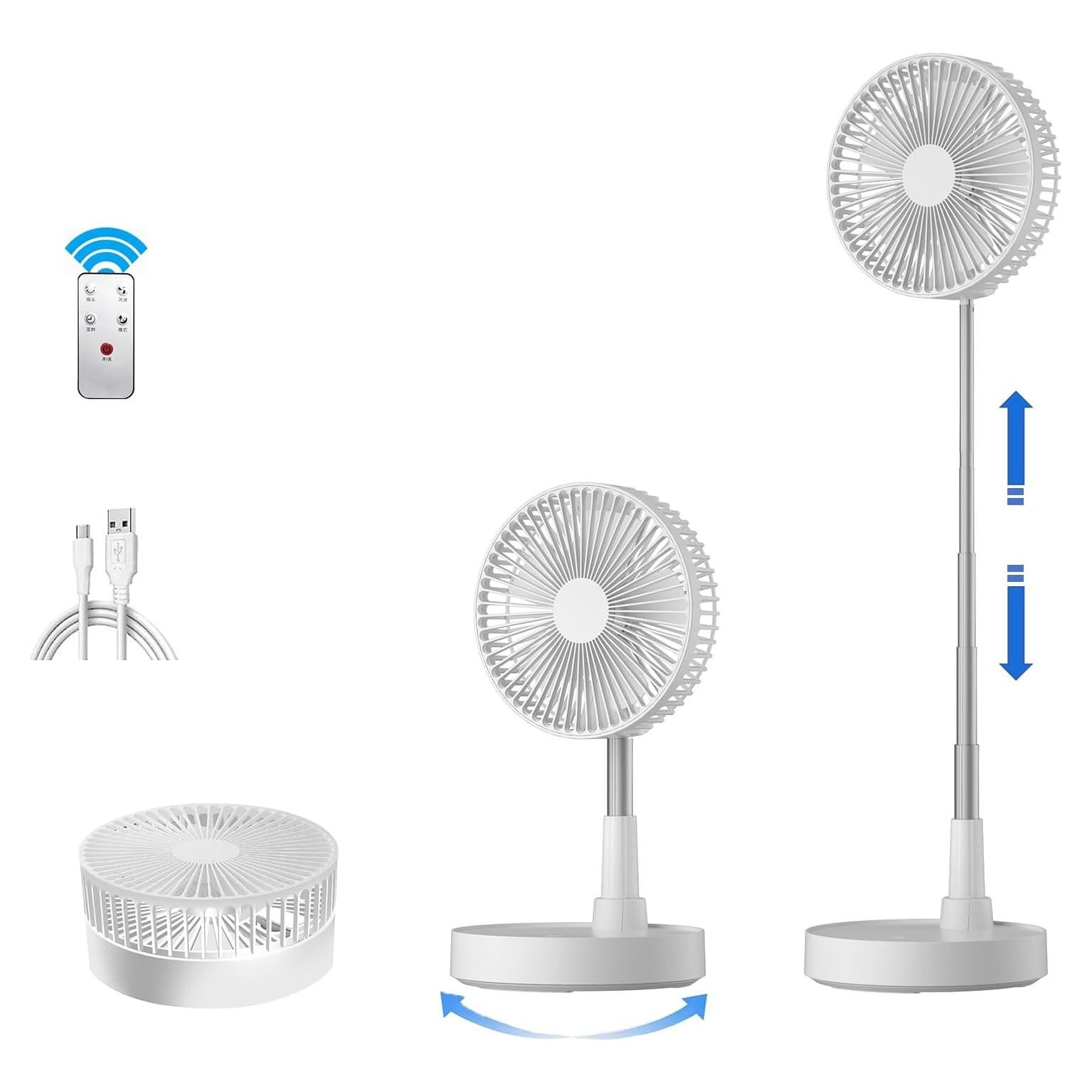 Ventilador Oscilante Plegable Recargable Greheywos 9" Blanco