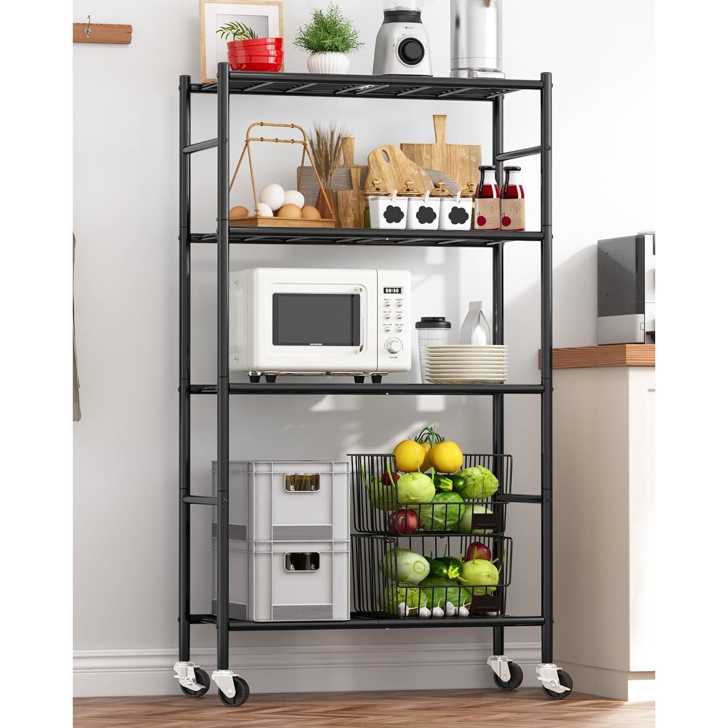 Estante de Almacenamiento Metalico Sakugi 4 Niveles 84cm Negro