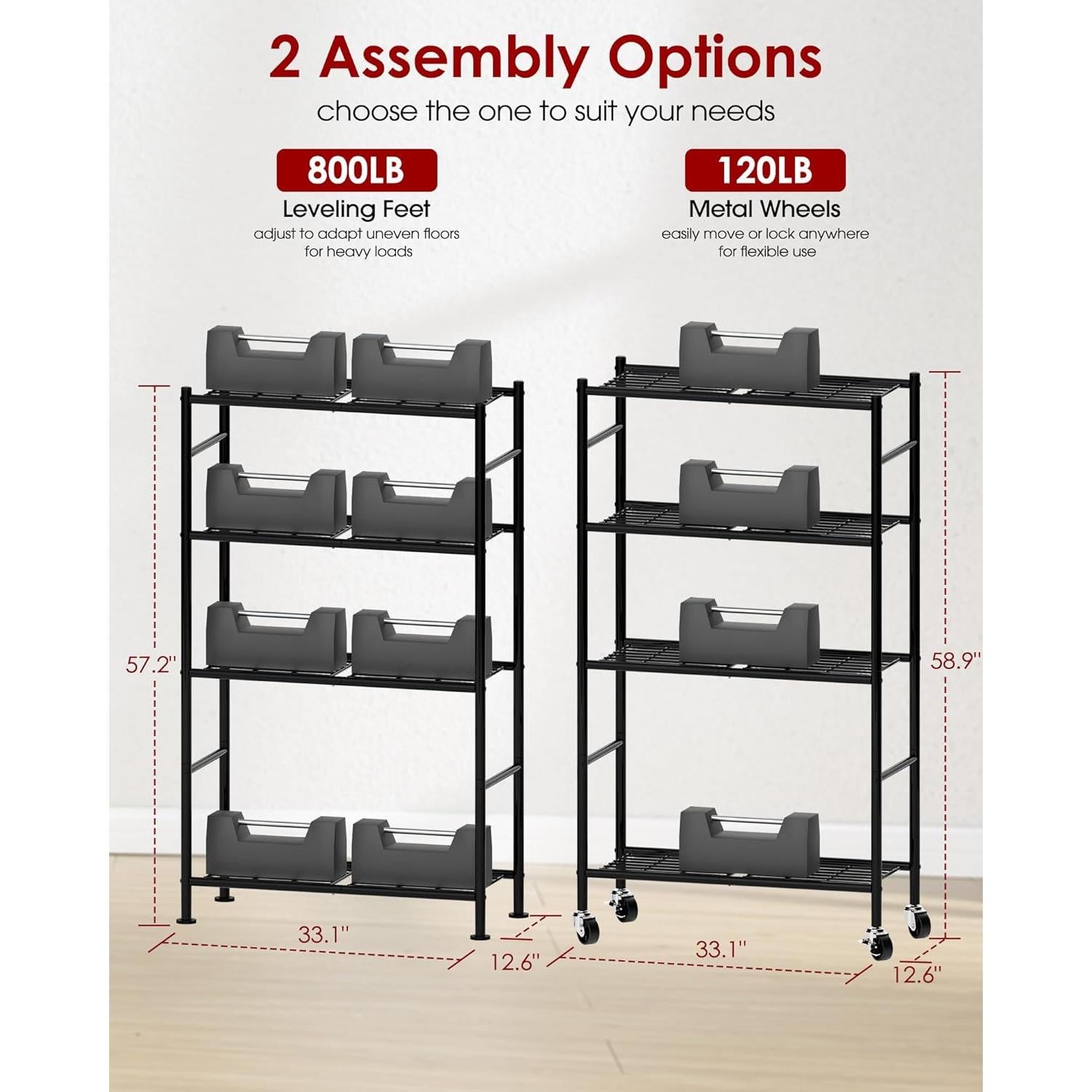 Estante de Almacenamiento Metalico Sakugi 4 Niveles 84cm Negro