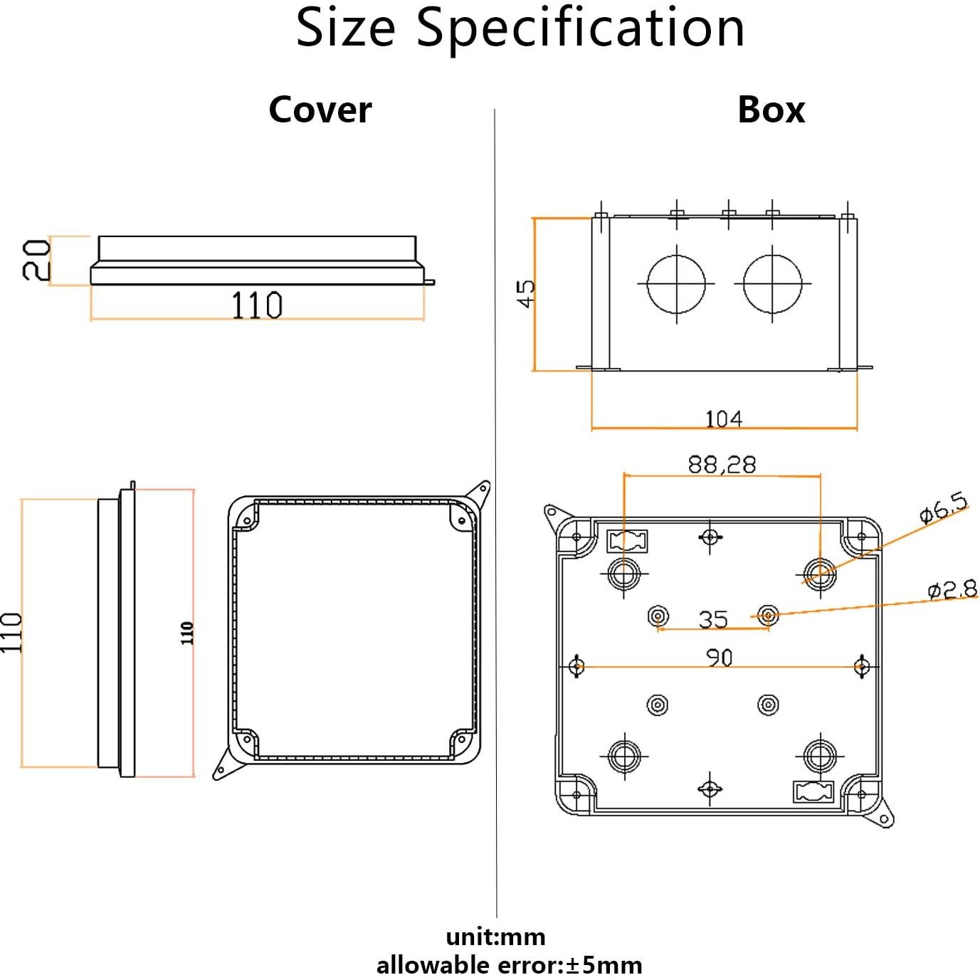 Caja Impermeable para Exteriores LuSumtly IP65 100x100x70mm