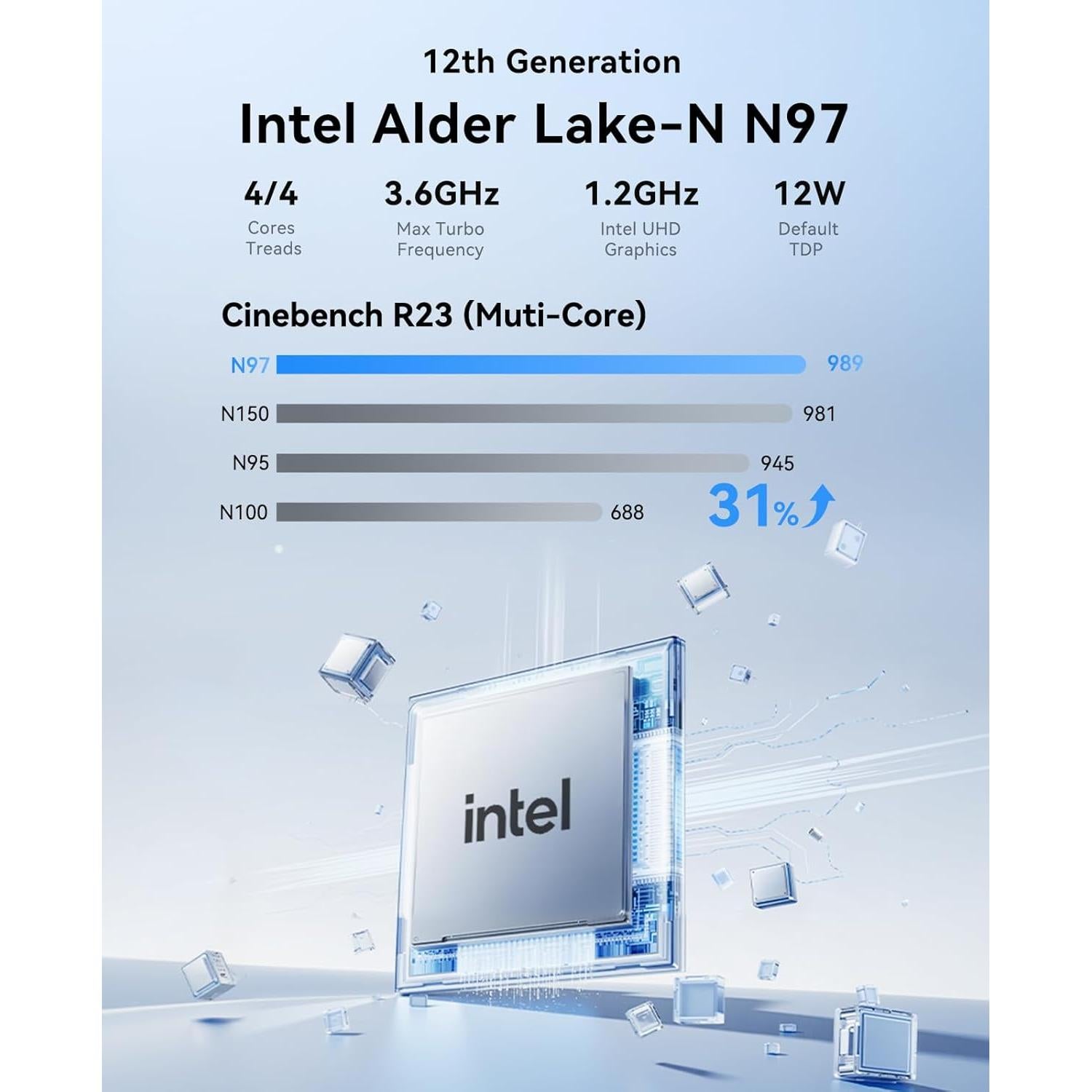 Mini PC KAMRUI E1 Alder Lake N97 16GB RAM 512GB SSD 4K