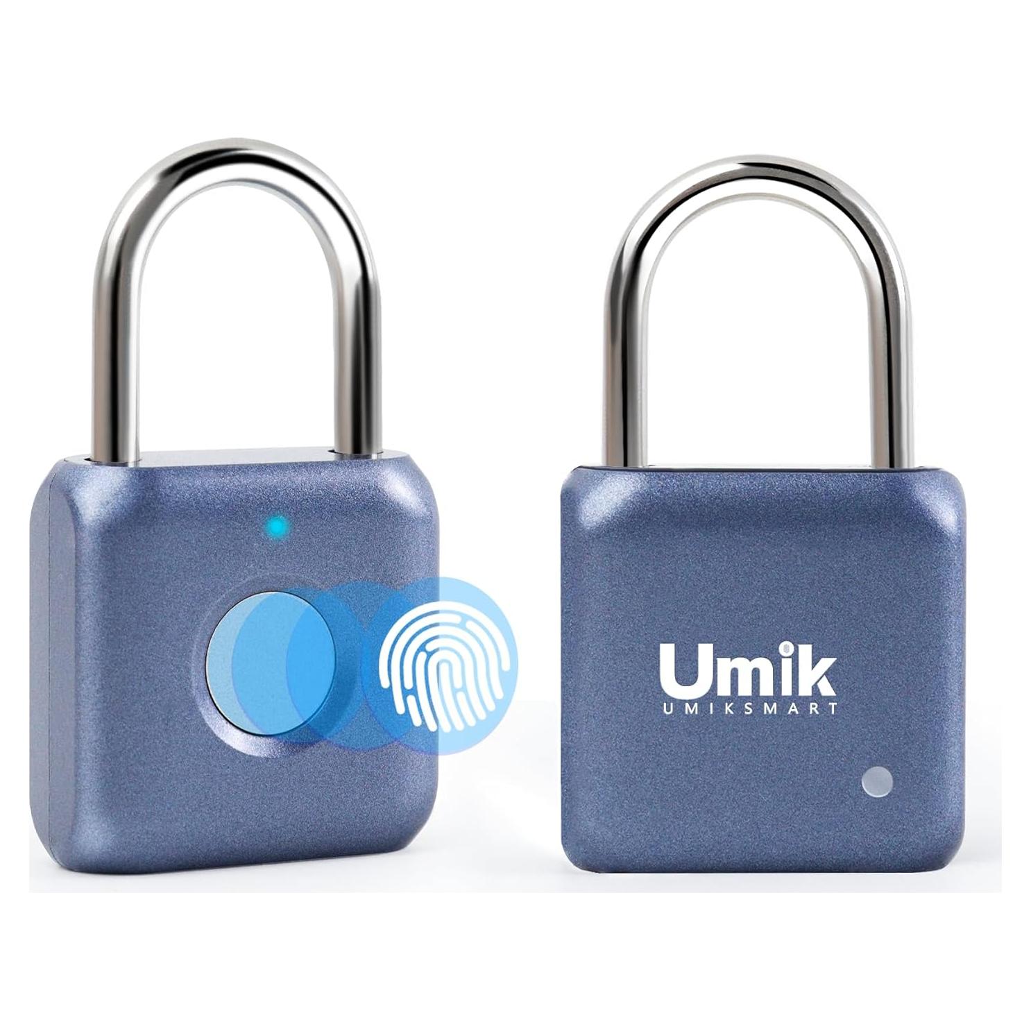 Candado Biométrico UMIK Azul, Resistente al Agua, USB-C