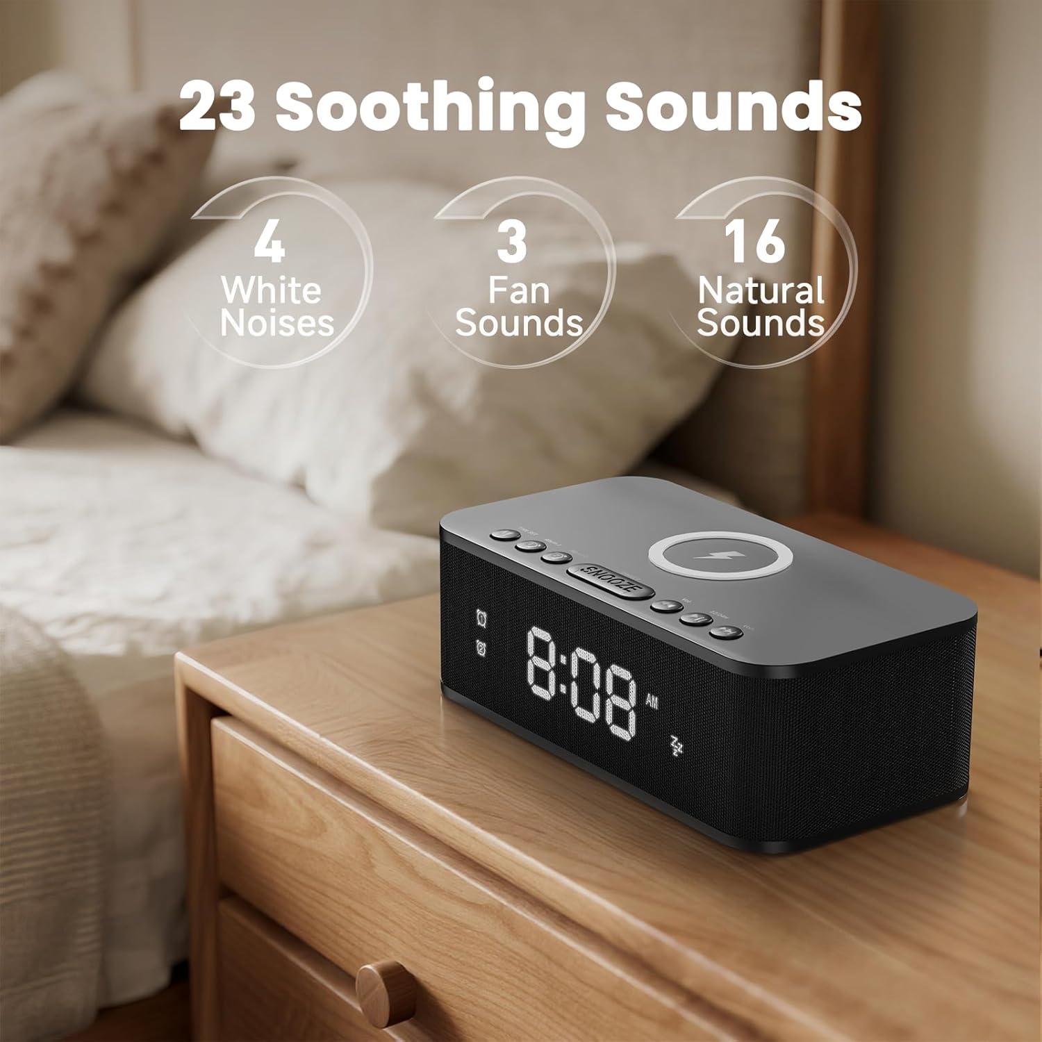 Reloj Despertador Digital Fansbe Direct con Ruido Blanco y Carga Inalámbrica