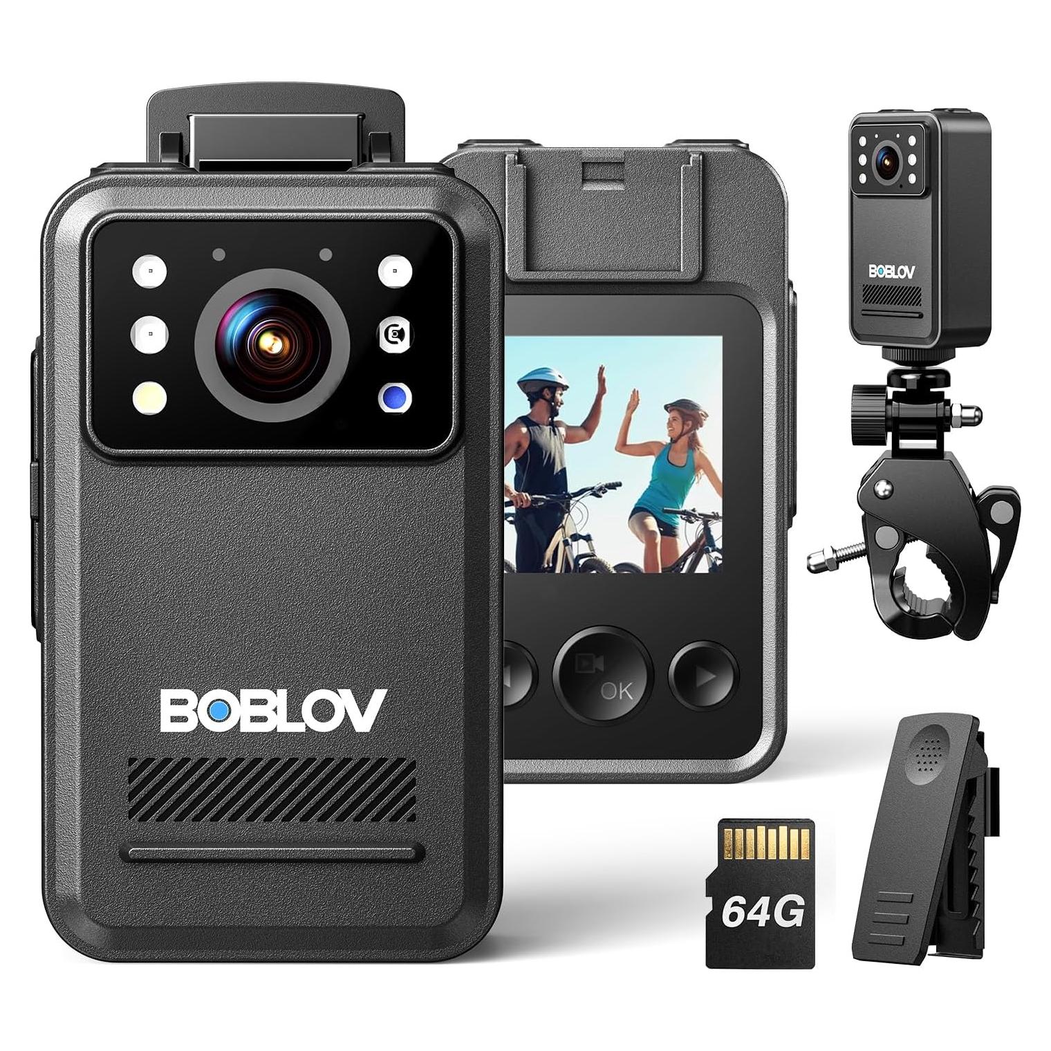 Cámara Corporal BOBLOV A28 2K con Soporte para Bicicleta 64GB