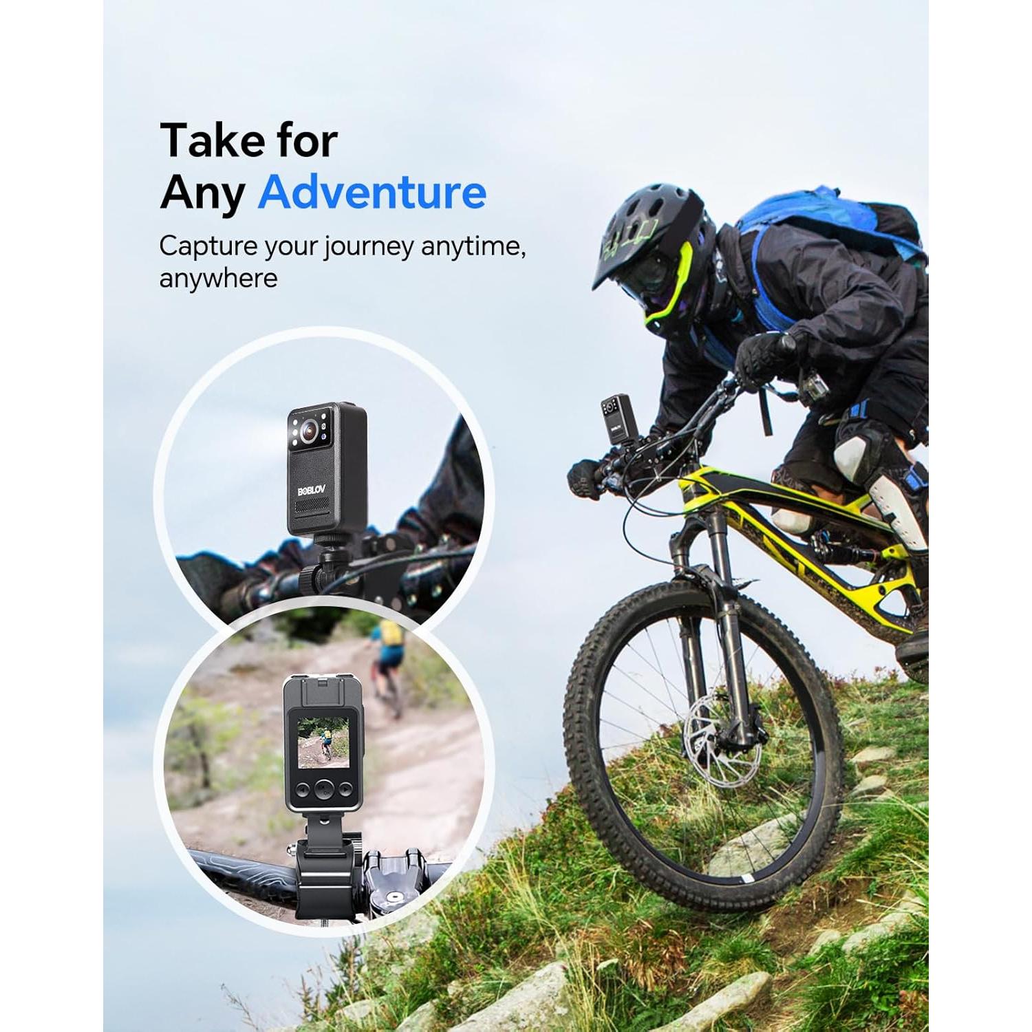 Cámara Corporal BOBLOV A28 2K con Soporte para Bicicleta 64GB
