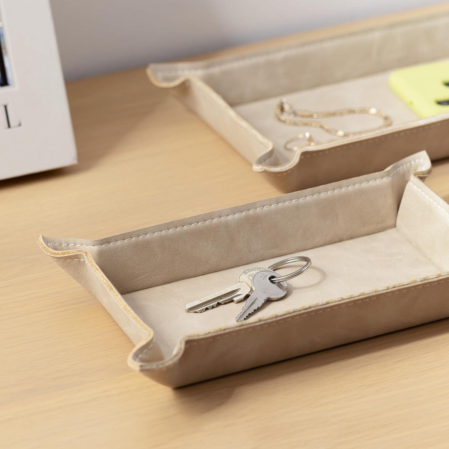 Conjunto de 2 bandejas de valet Navaris de cuero sintético