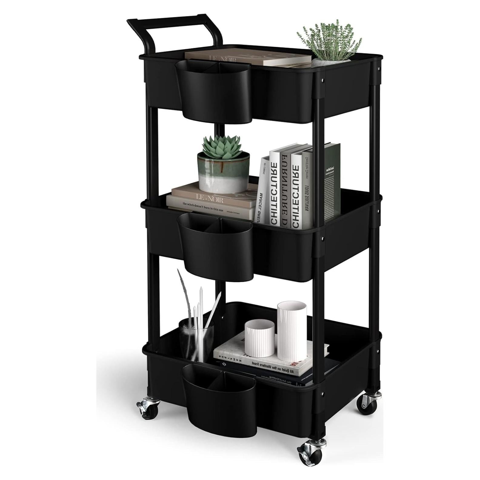 Carro Rodante de Utilidad Hamone 3 Niveles Negro Metal