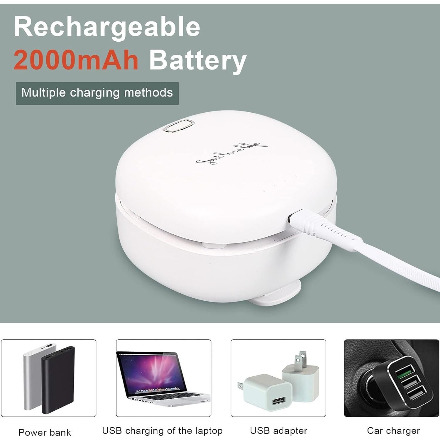 Ventilador de Mano BINWO Mini Recargable USB 3 Velocidades Blanco