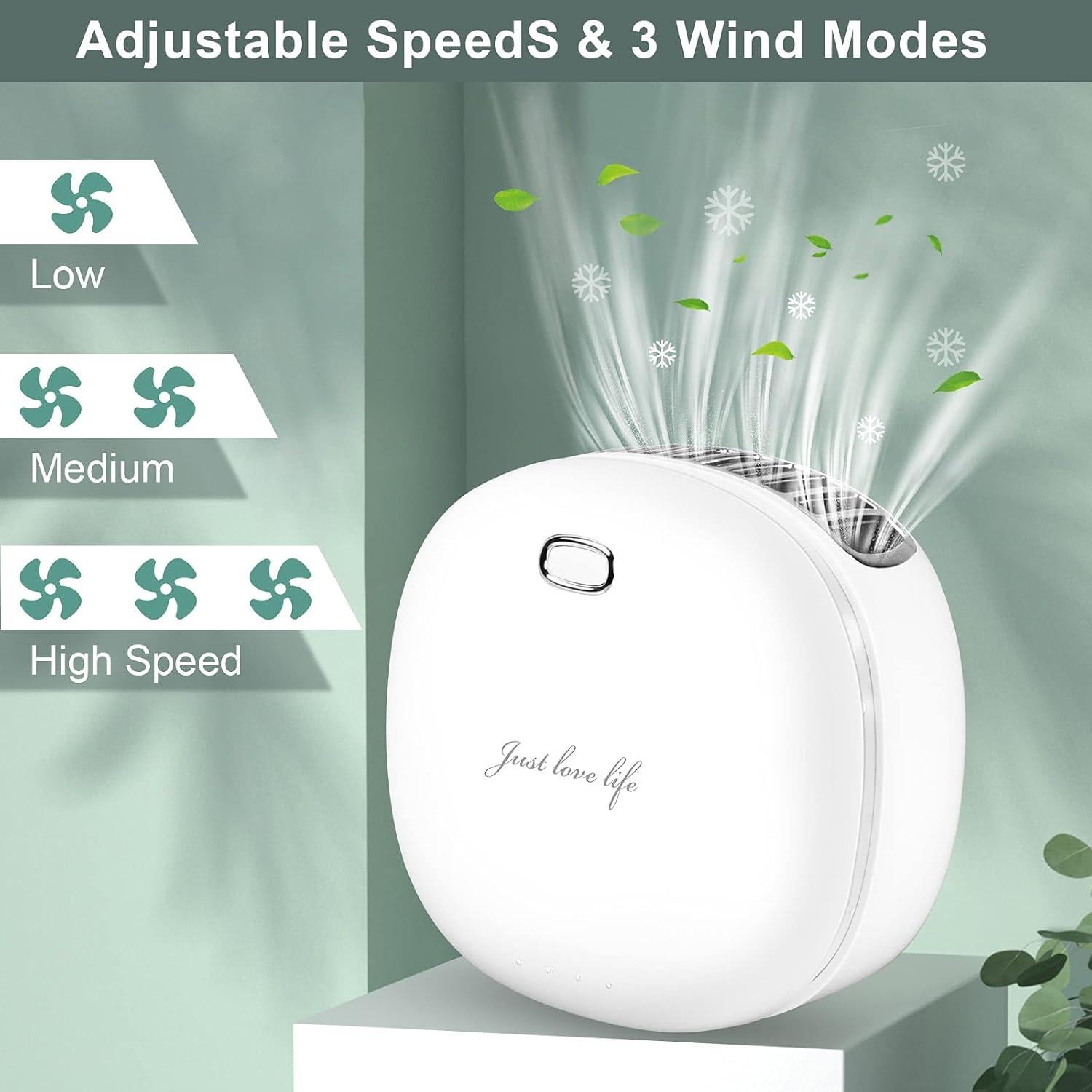 Ventilador de Mano BINWO Mini Recargable USB 3 Velocidades Blanco