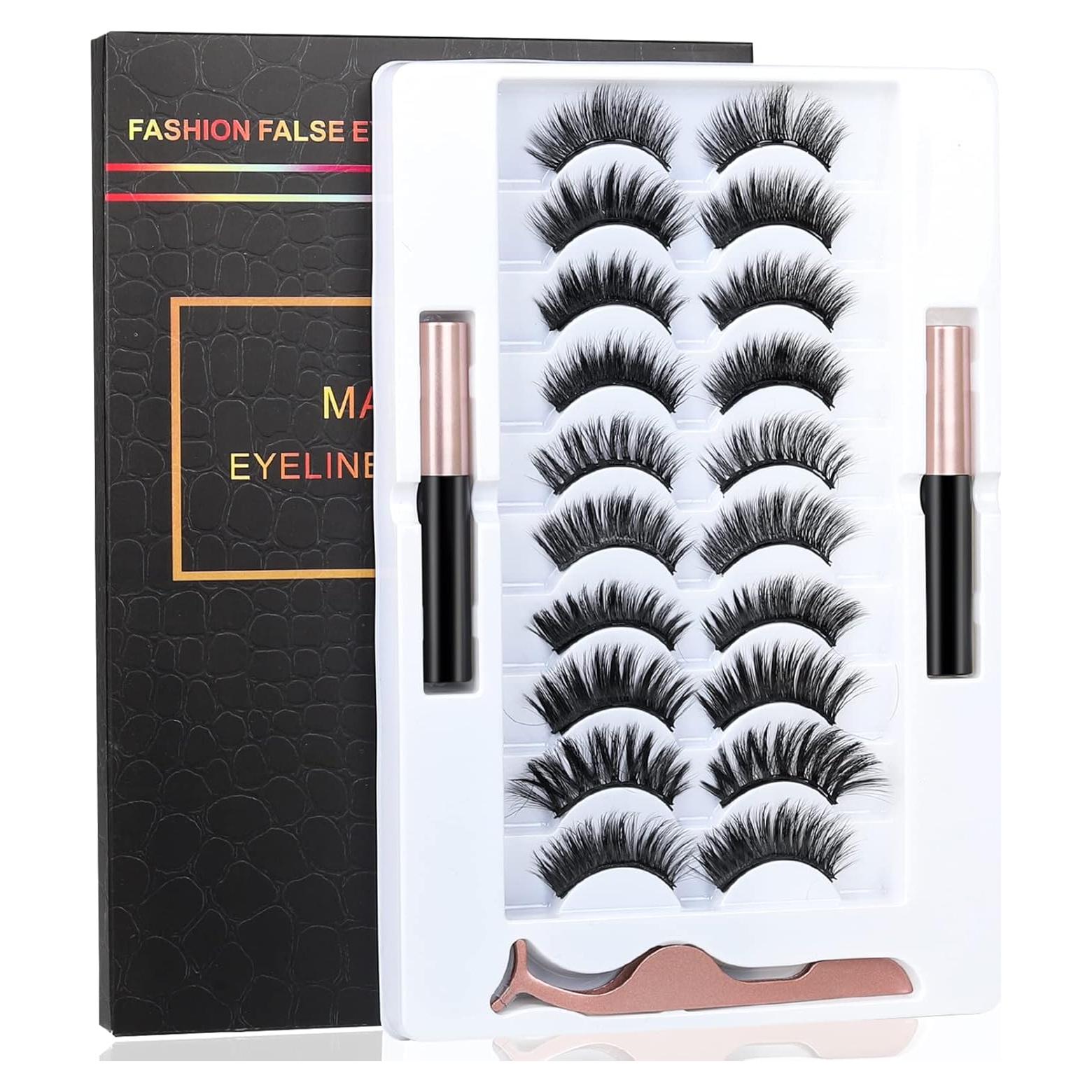 Kit de Pestañas Magnéticas 3D BILEYCHA - 10 Pares con Delineador